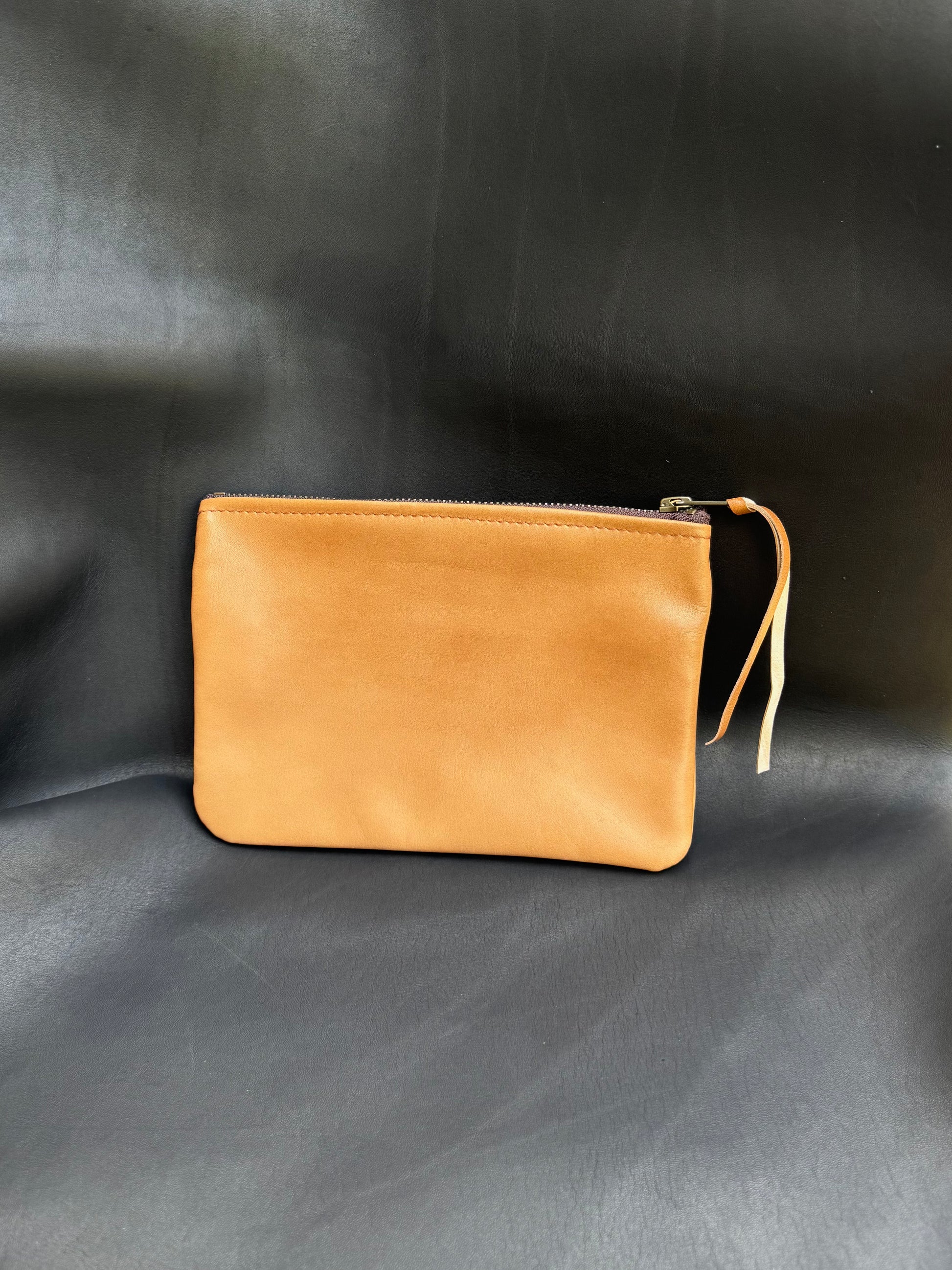 The Real McCaul Leathergoods Purses Tan / Kangaroo / Silver Clementine Clutch - Kangaroo Australian Made Australian Owned Clementine Leather Clutch- Made In Australia YKK Zips