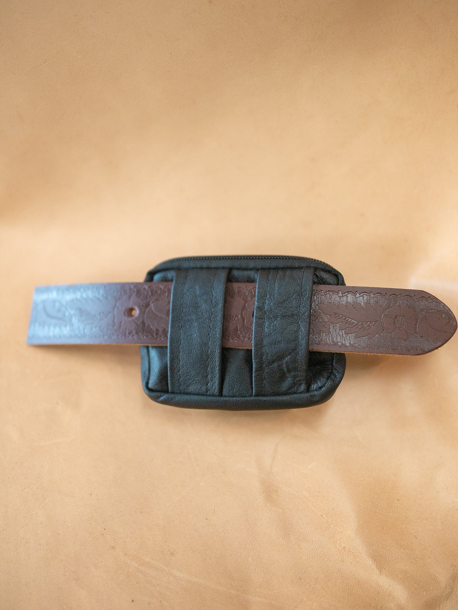 The Real McCaul Leathergoods Purses Two Zip Key Belt Pouch - Cowhide Australian Made Australian Owned Double Zip Leather Key Belt Purse Made In Australia