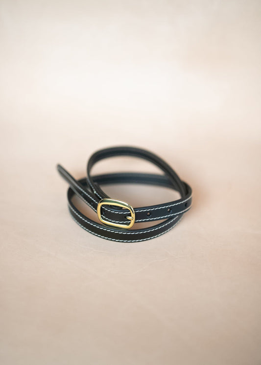 The Real McCaul Leathergoods Rancher Narrow 20mm Belt - Black Australian Made Australian Owned Solid Leather Narrow Belt Made In Australia - 20mm  - Black