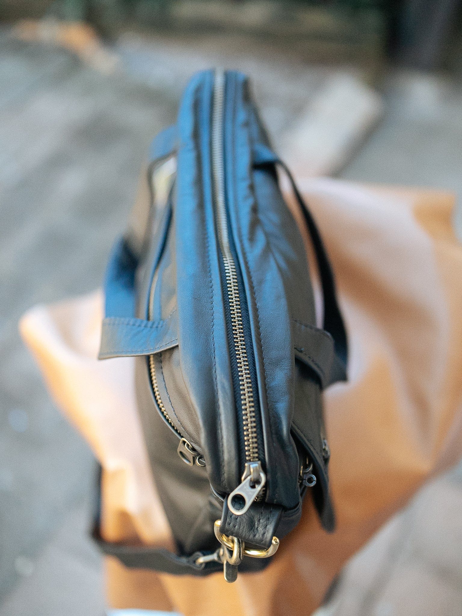 The Real McCaul Leathergoods Shoulder Bags Jack Satchel - Cowhide - Black Australian Made Australian Owned Jack Laptop Leather Travel Satchel Briefcase- Made In Australia