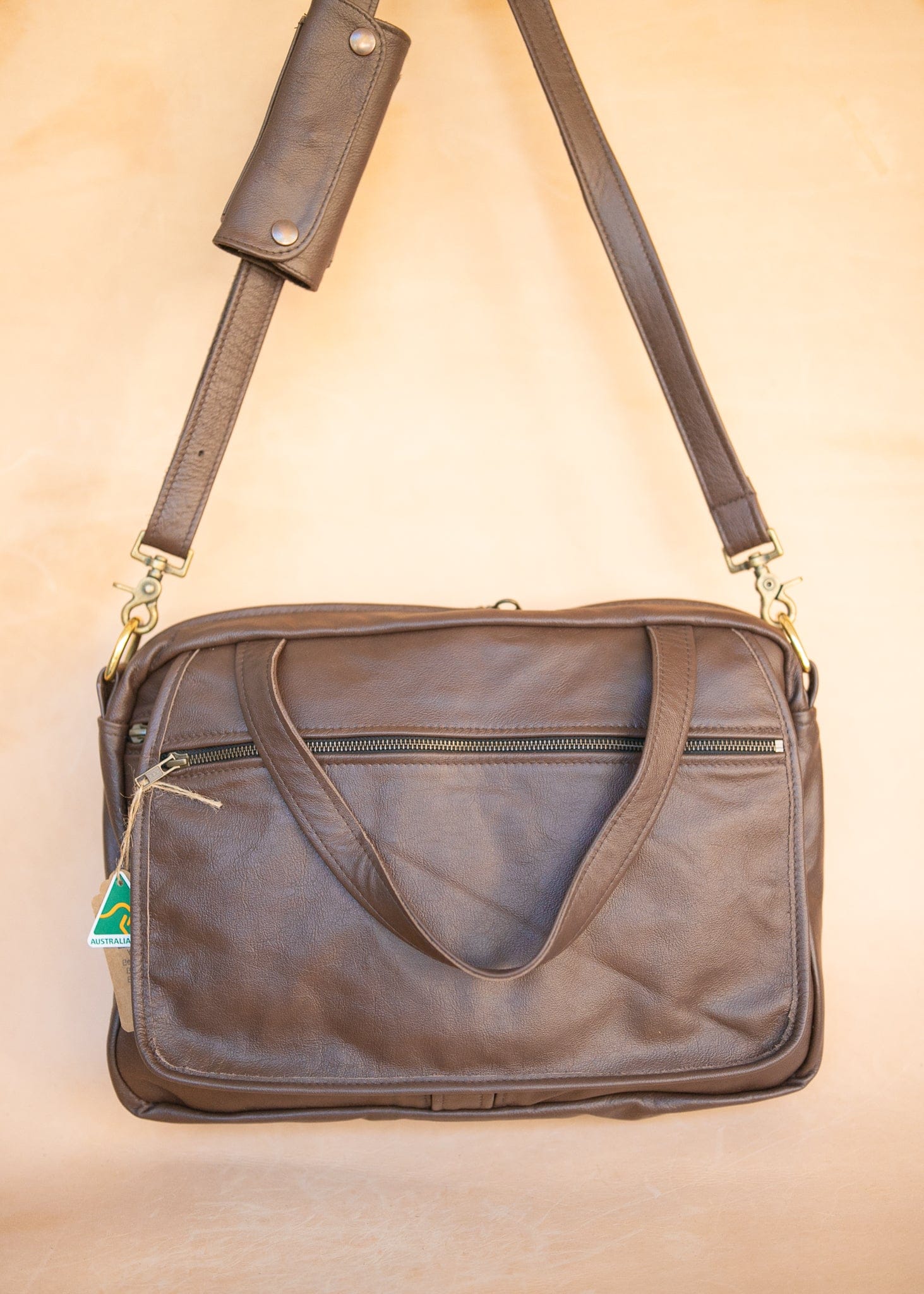 The Real McCaul Leathergoods Shoulder Bags Jack Satchel - Cowhide - Chestnut Australian Made Australian Owned Jack Laptop Leather Travel Satchel Briefcase- Made In Australia