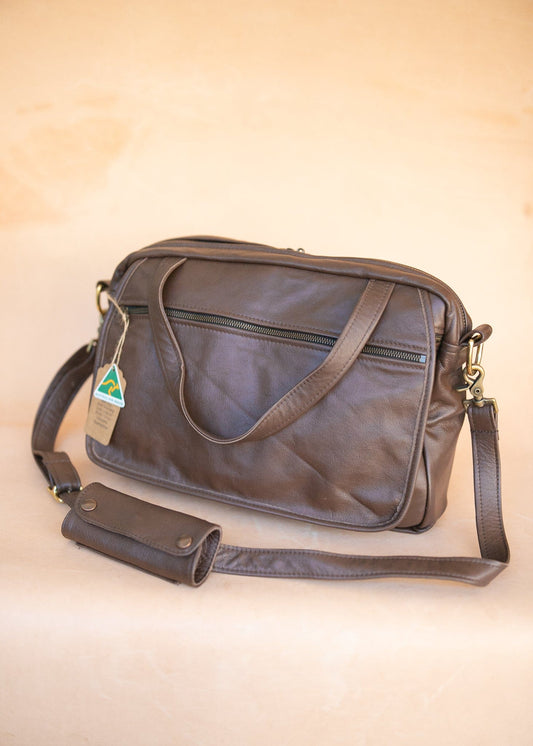The Real McCaul Leathergoods Shoulder Bags Jack Satchel - Cowhide - Chestnut Australian Made Australian Owned Jack Laptop Leather Travel Satchel Briefcase- Made In Australia