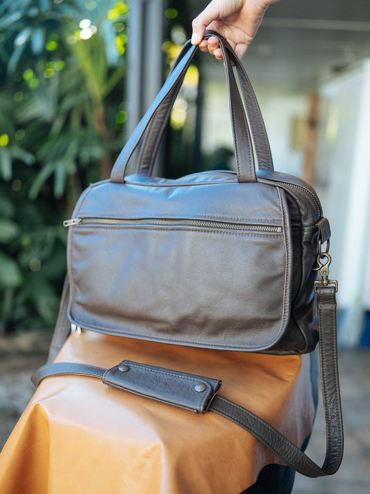 The Real McCaul Leathergoods Shoulder Bags Jack Satchel - Cowhide - Dark Brown Australian Made Australian Owned Jack Laptop Leather Travel Satchel Briefcase- Made In Australia
