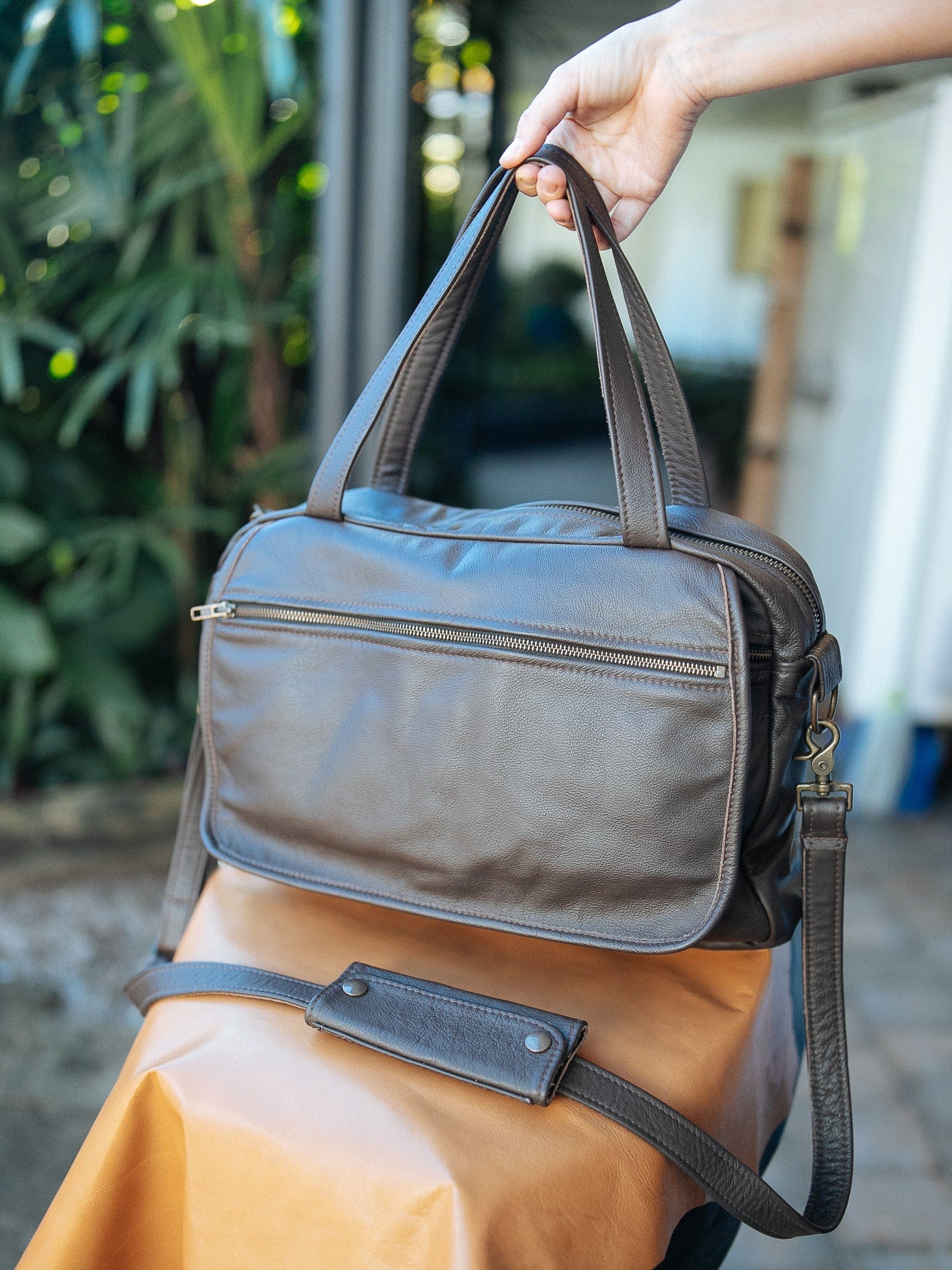 The Real McCaul Leathergoods Shoulder Bags Jack Satchel - Cowhide - Dark Brown Australian Made Australian Owned Jack Laptop Leather Travel Satchel Briefcase- Made In Australia