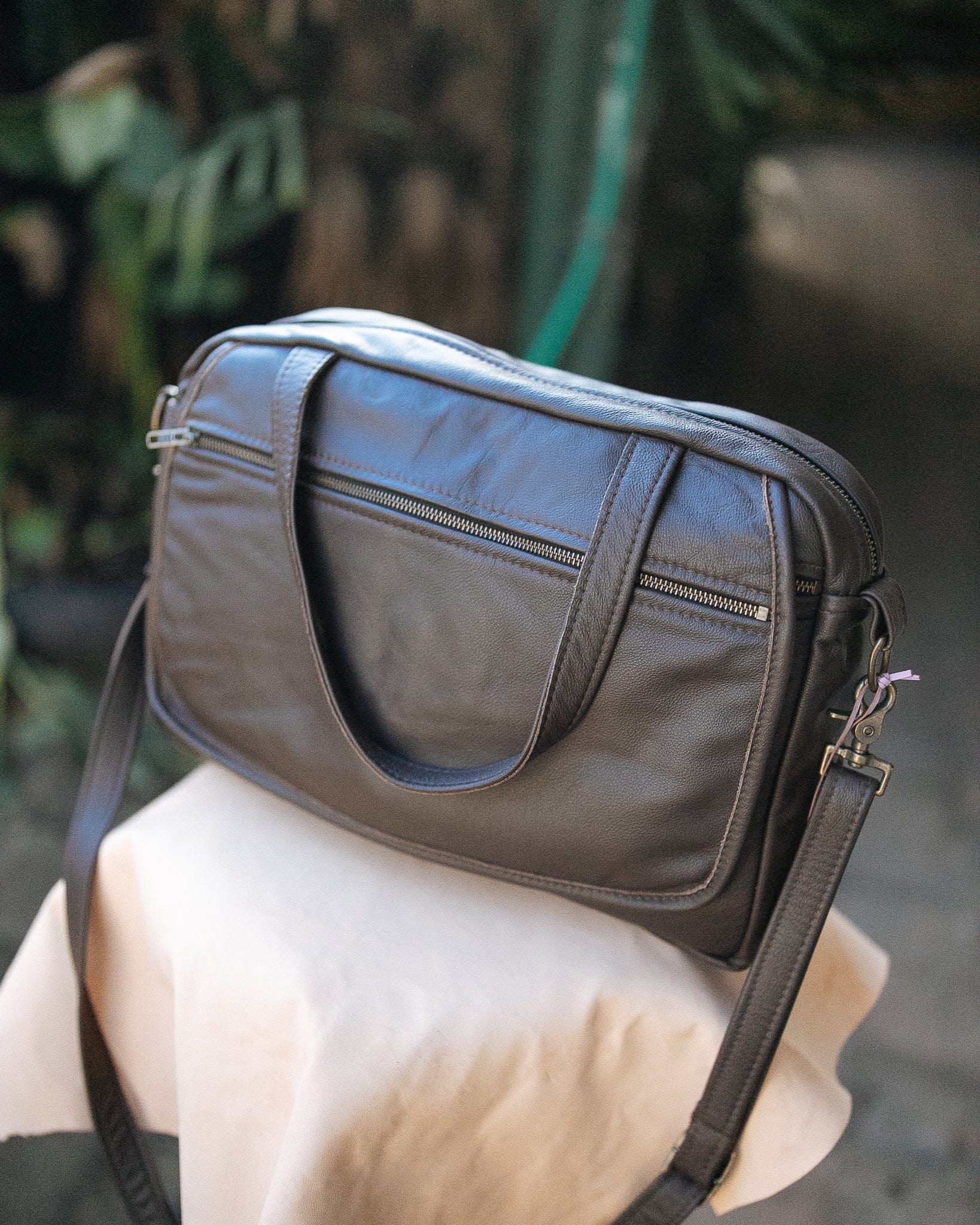 The Real McCaul Leathergoods Shoulder Bags Jack Satchel - Cowhide - Dark Brown Australian Made Australian Owned Jack Laptop Leather Travel Satchel Briefcase- Made In Australia