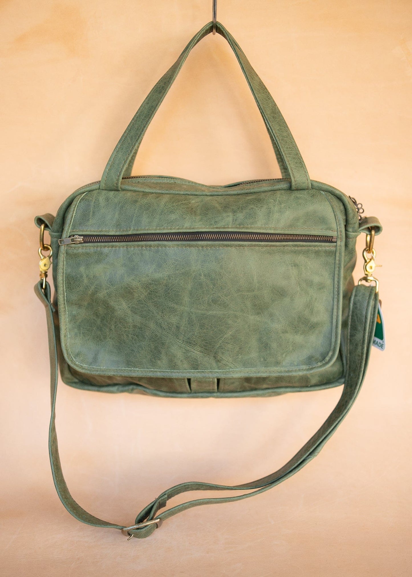 The Real McCaul Leathergoods Shoulder Bags Jack Satchel - Cowhide - Green Marble Australian Made Australian Owned Jack Laptop Leather Travel Satchel Briefcase- Made In Australia