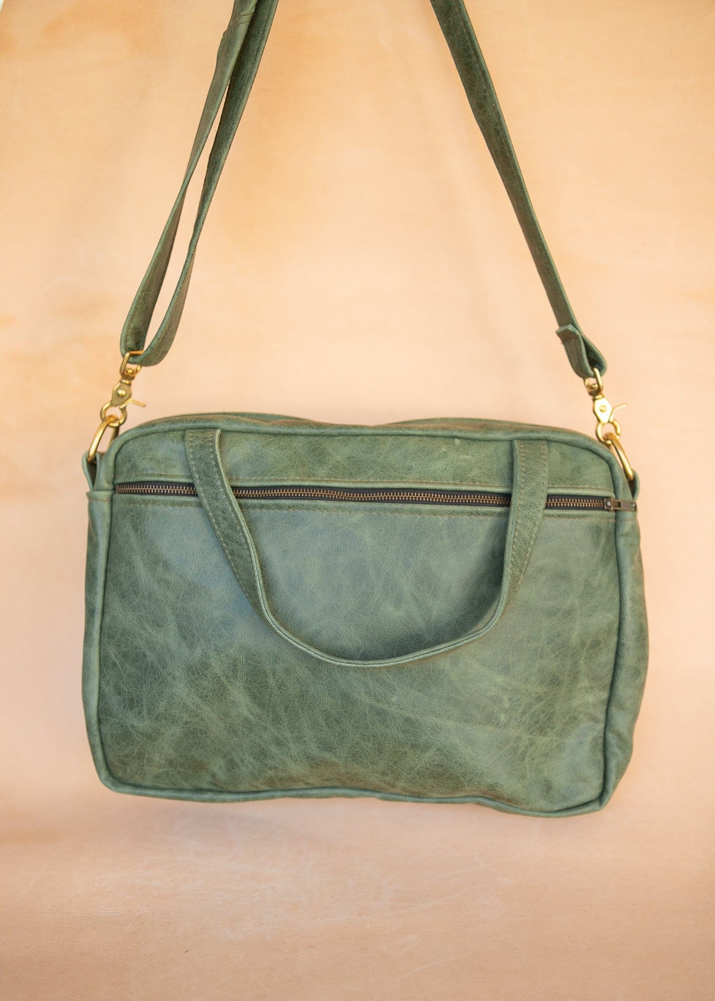 The Real McCaul Leathergoods Shoulder Bags Jack Satchel - Cowhide - Green Marble Australian Made Australian Owned Jack Laptop Leather Travel Satchel Briefcase- Made In Australia