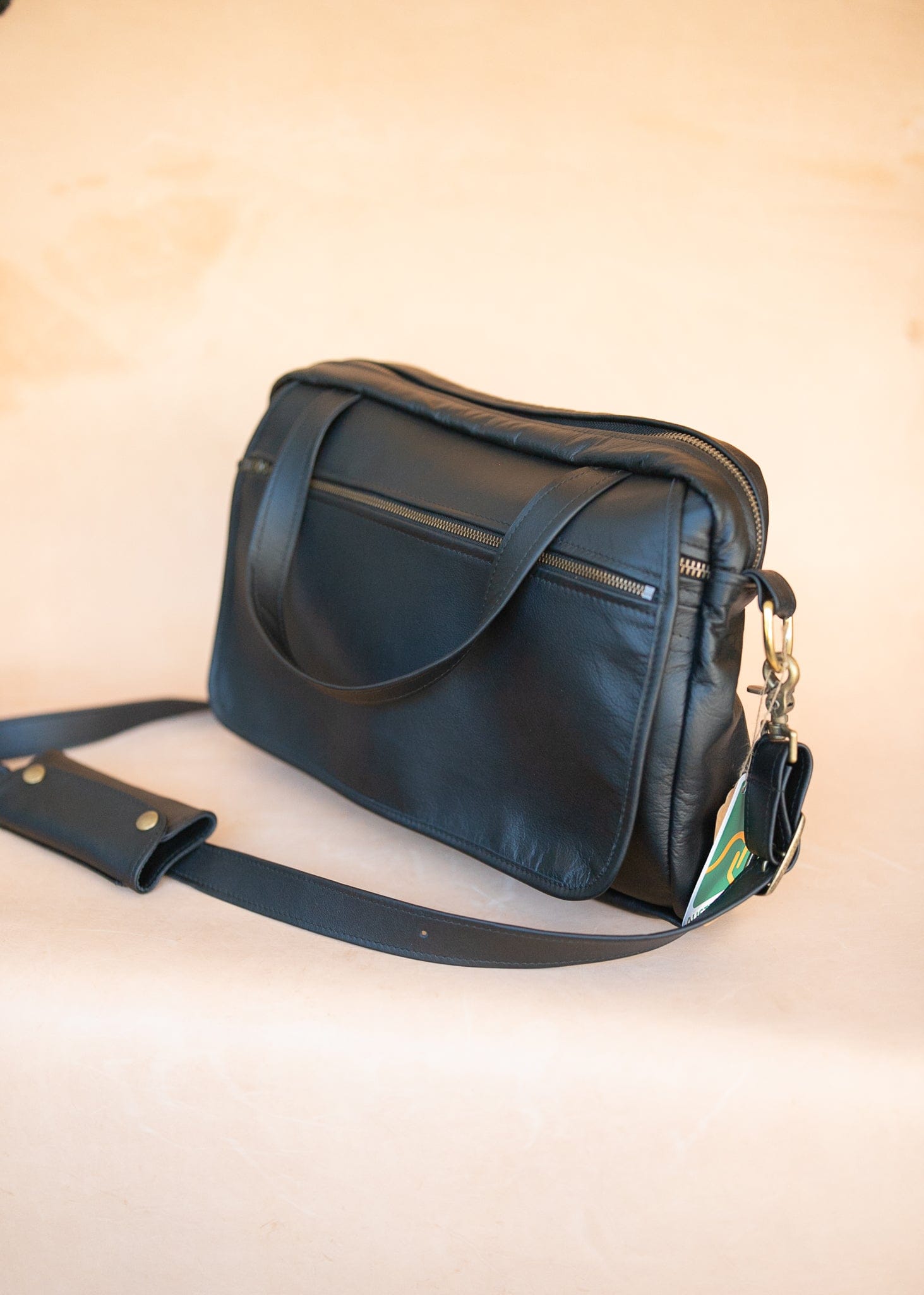 The Real McCaul Leathergoods Shoulder Bags Jack Satchel - Kangaroo - Black Australian Made Australian Owned Jack Laptop Leather Travel Satchel Briefcase- Made In Australia