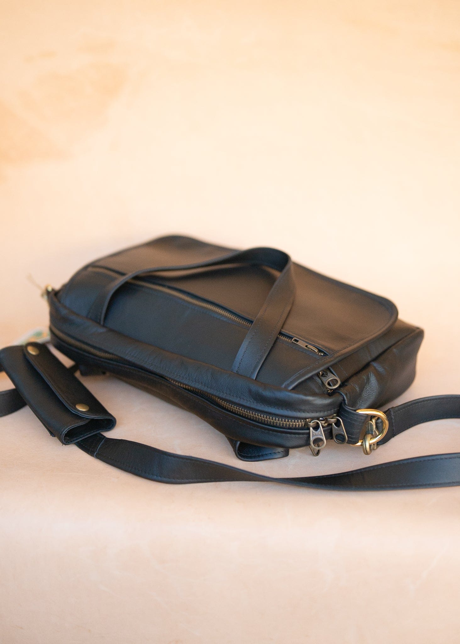 The Real McCaul Leathergoods Shoulder Bags Jack Satchel - Kangaroo - Black Australian Made Australian Owned Jack Laptop Leather Travel Satchel Briefcase- Made In Australia