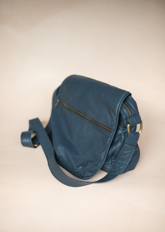 The Real McCaul Leathergoods Shoulder Bags Zeuss Satchel - Cowhide - Navy Blue Australian Made Australian Owned Men's Leather Satchel Made In Australia- Laptop/iPad