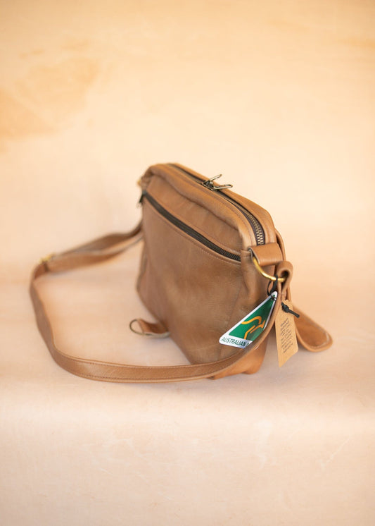 The Real McCaul Leathergoods Shoulder Bags Zeuss Satchel - Cowhide - Tan Australian Made Australian Owned Men's Leather Satchel Made In Australia- Laptop/iPad