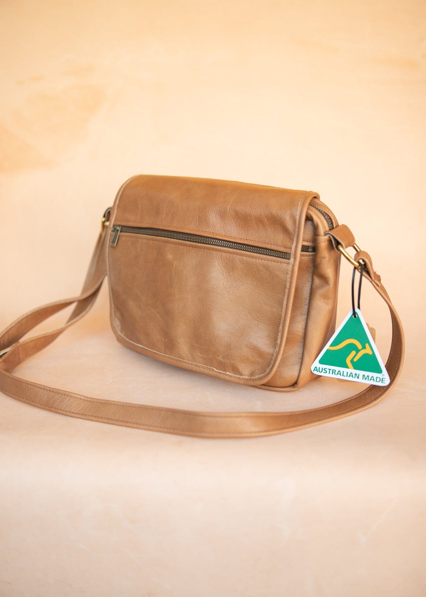 The Real McCaul Leathergoods Shoulder Bags Zeuss Satchel - Cowhide - Tan Australian Made Australian Owned Men's Leather Satchel Made In Australia- Laptop/iPad