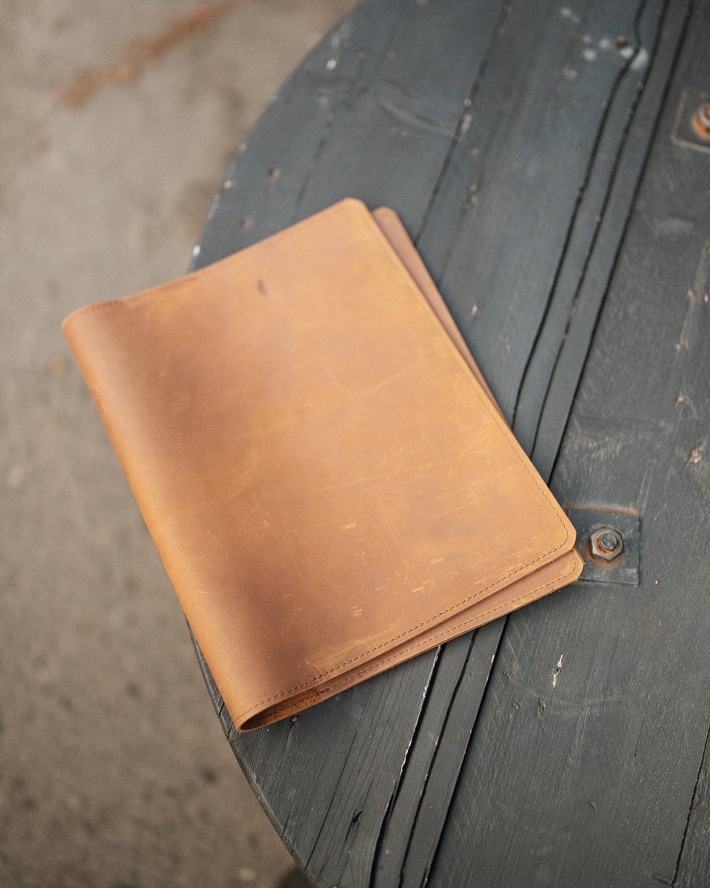 The Real McCaul Leathergoods Tobacco / Dark A4 Diary Journal Cover Australian Made Australian Owned Leather Rustic Book/Diary Cover Australian Made