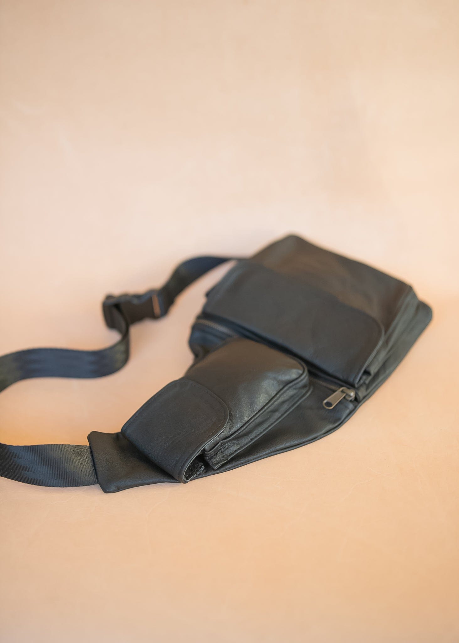 The Real McCaul Leathergoods Travel Bag The John Crossbody Sling Bag - Cowhide - Black Australian Made Australian Owned The John Crossbody Sling Bag - Cowhide - Black