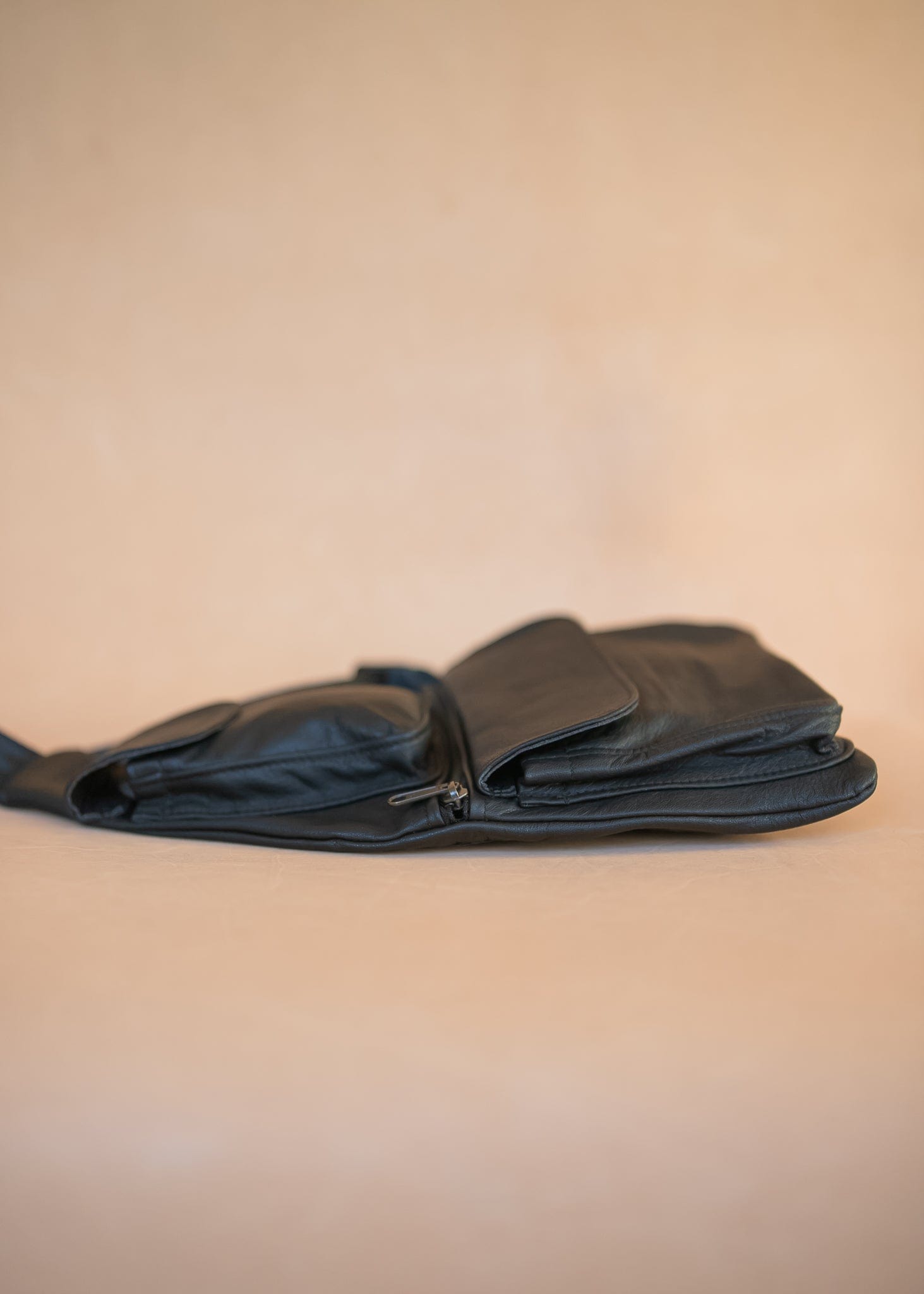 The Real McCaul Leathergoods Travel Bag The John Crossbody Sling Bag - Cowhide - Black Australian Made Australian Owned The John Crossbody Sling Bag - Cowhide - Black