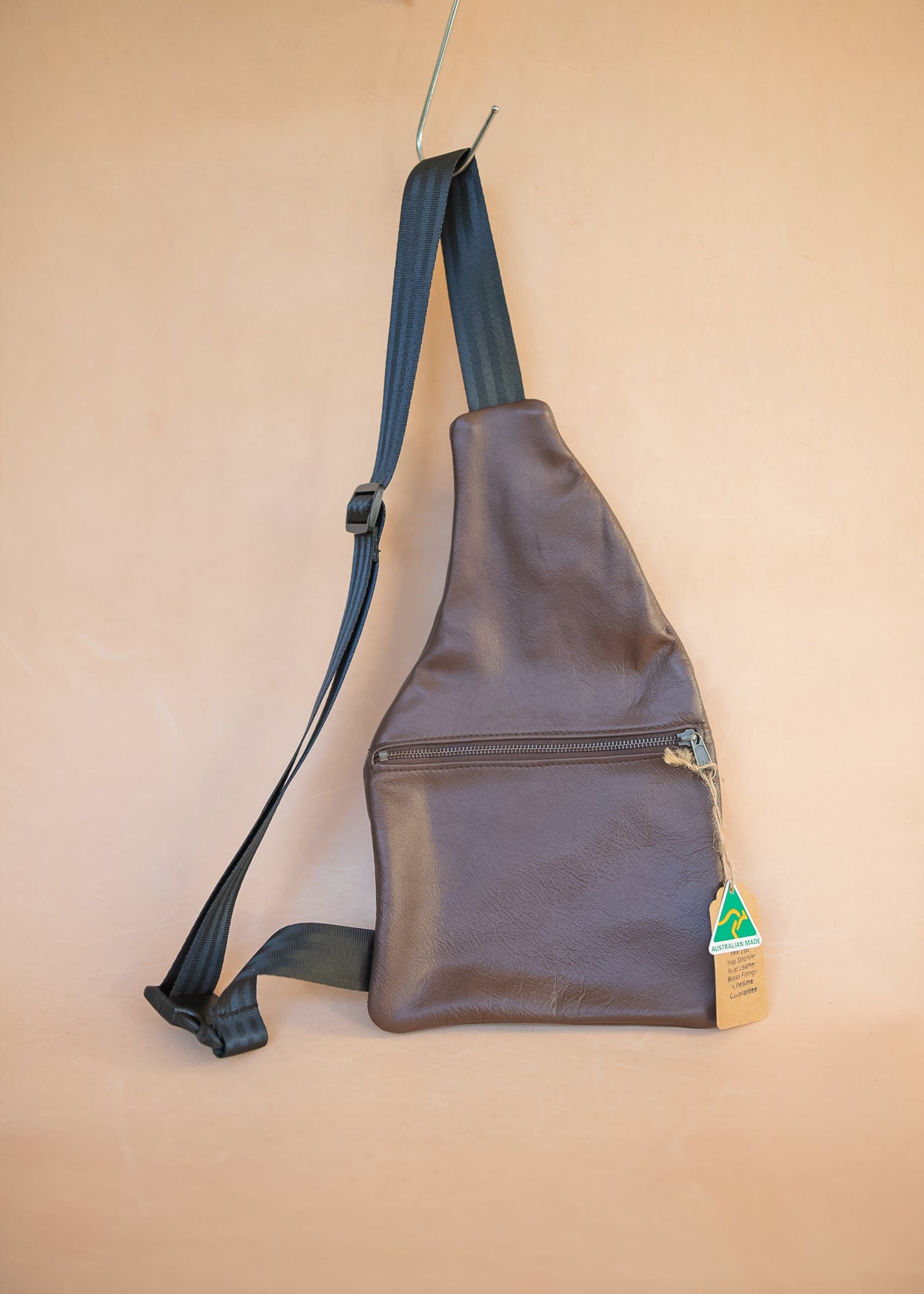 The Real McCaul Leathergoods Travel Bag The John Crossbody Sling Bag - Cowhide - Chestnut Australian Made Australian Owned The John Crossbody Sling Bag - Cowhide - Chestnut