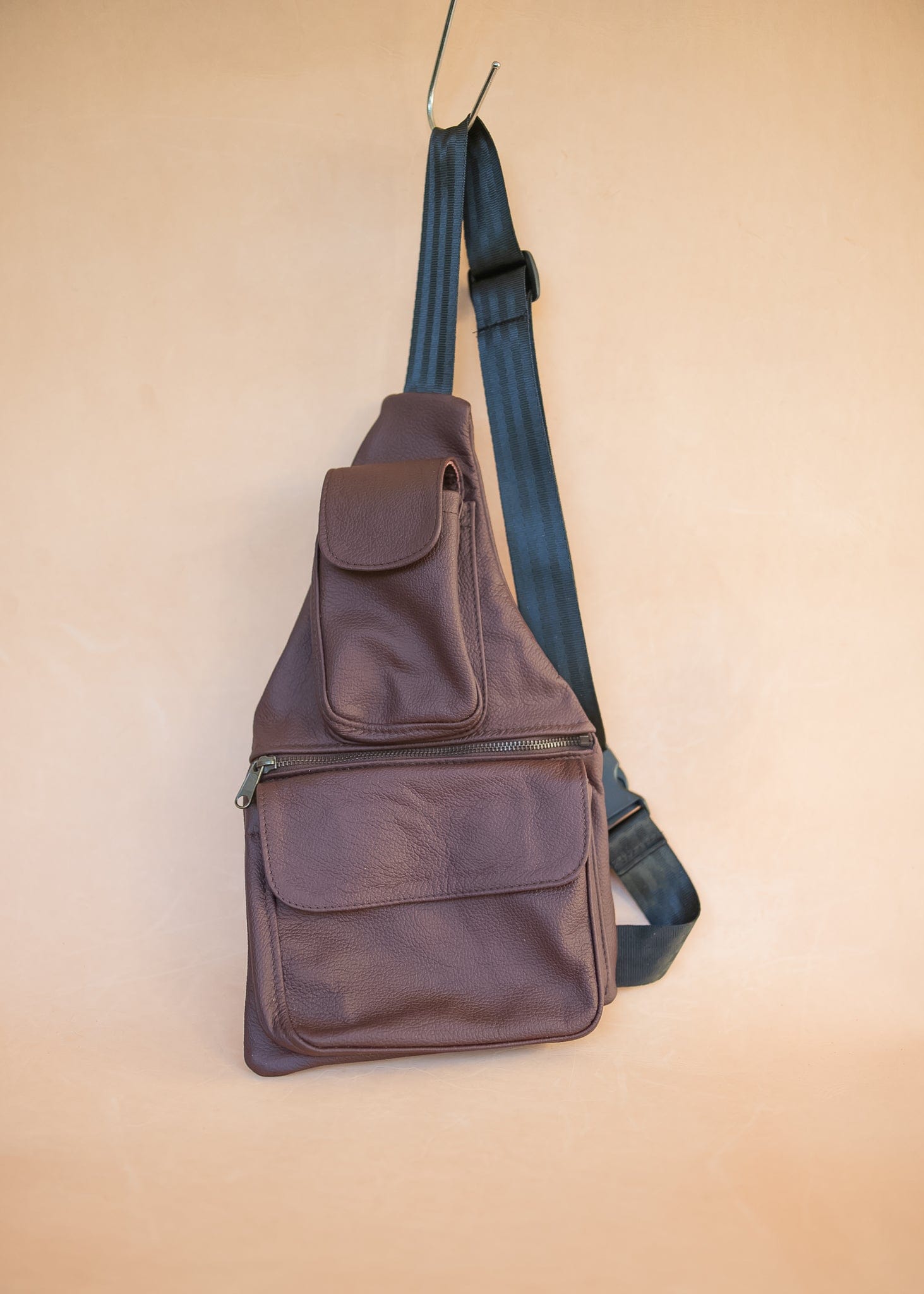 The Real McCaul Leathergoods Travel Bag The John Crossbody Sling Bag - Cowhide - Eggplant Australian Made Australian Owned The John Crossbody Sling Bag - Cowhide - Eggplant