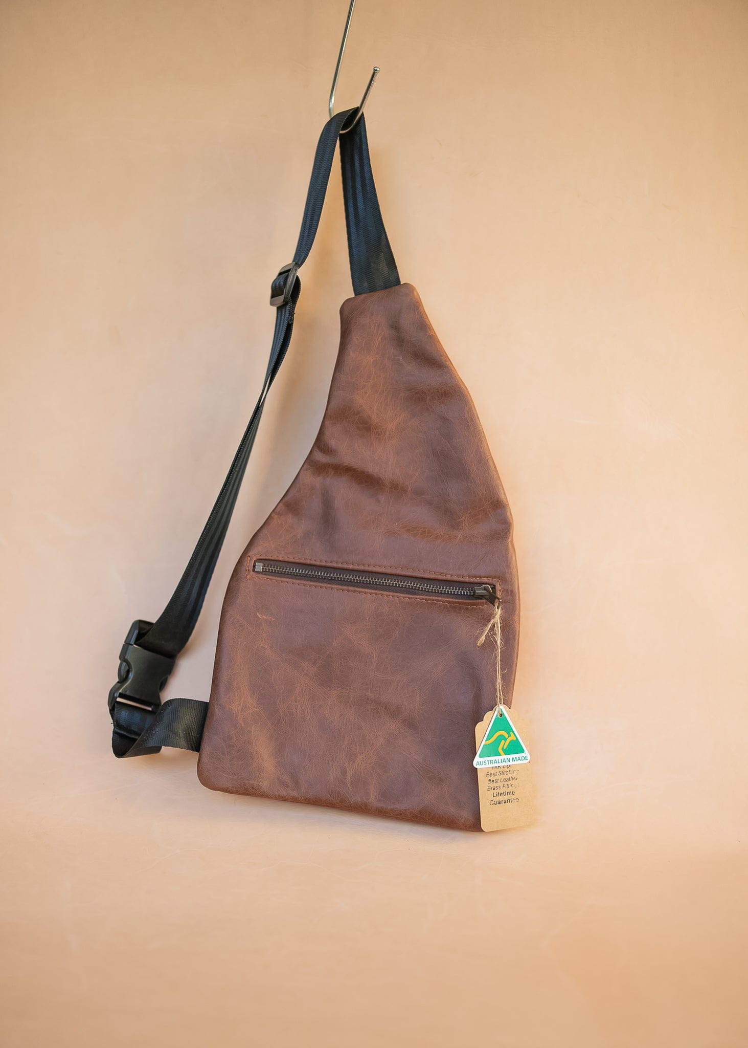 The Real McCaul Leathergoods Travel Bag The John Crossbody Sling Bag - Cowhide - Premium Marble Brown Australian Made Australian Owned The John Crossbody Sling Bag - Cowhide - Premium Marble Brown