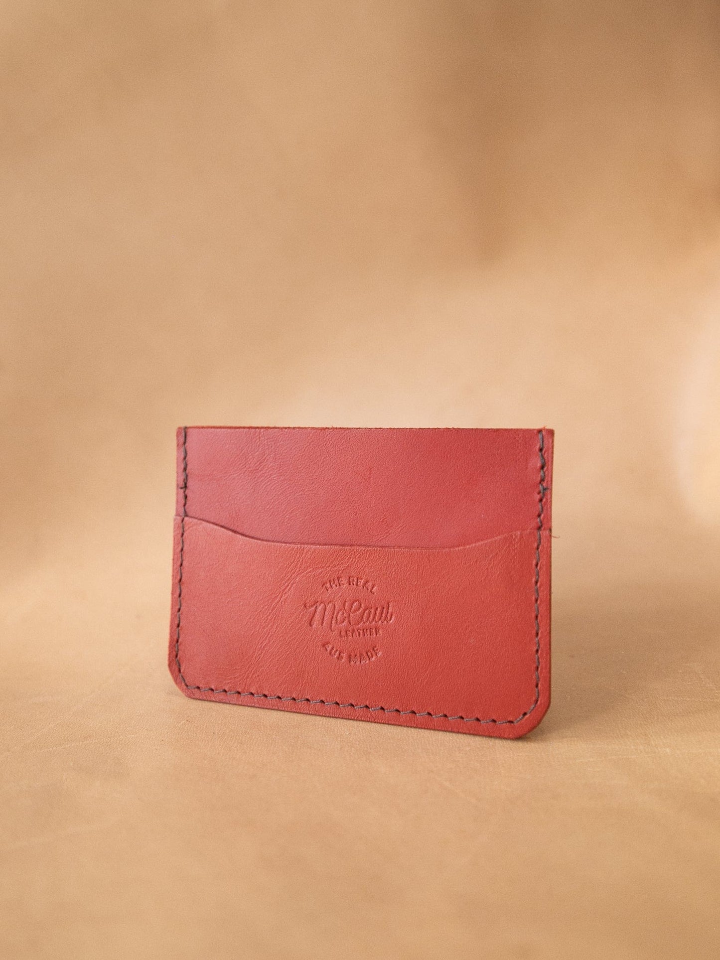 The Real McCaul Leathergoods Wallet Red Card Holder Wallet - Three Pocket Australian Made Australian Owned Leather Card Holder Wallet - Three Pocket Made in Australia