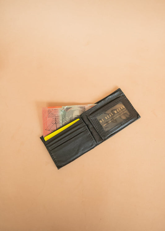 The Real McCaul Leathergoods Wallet Small Bifold Wallet with Window - Cowhide Australian Made Australian Owned Australian Made Small Bi-Fold Leather Wallet with Window - Cowhide