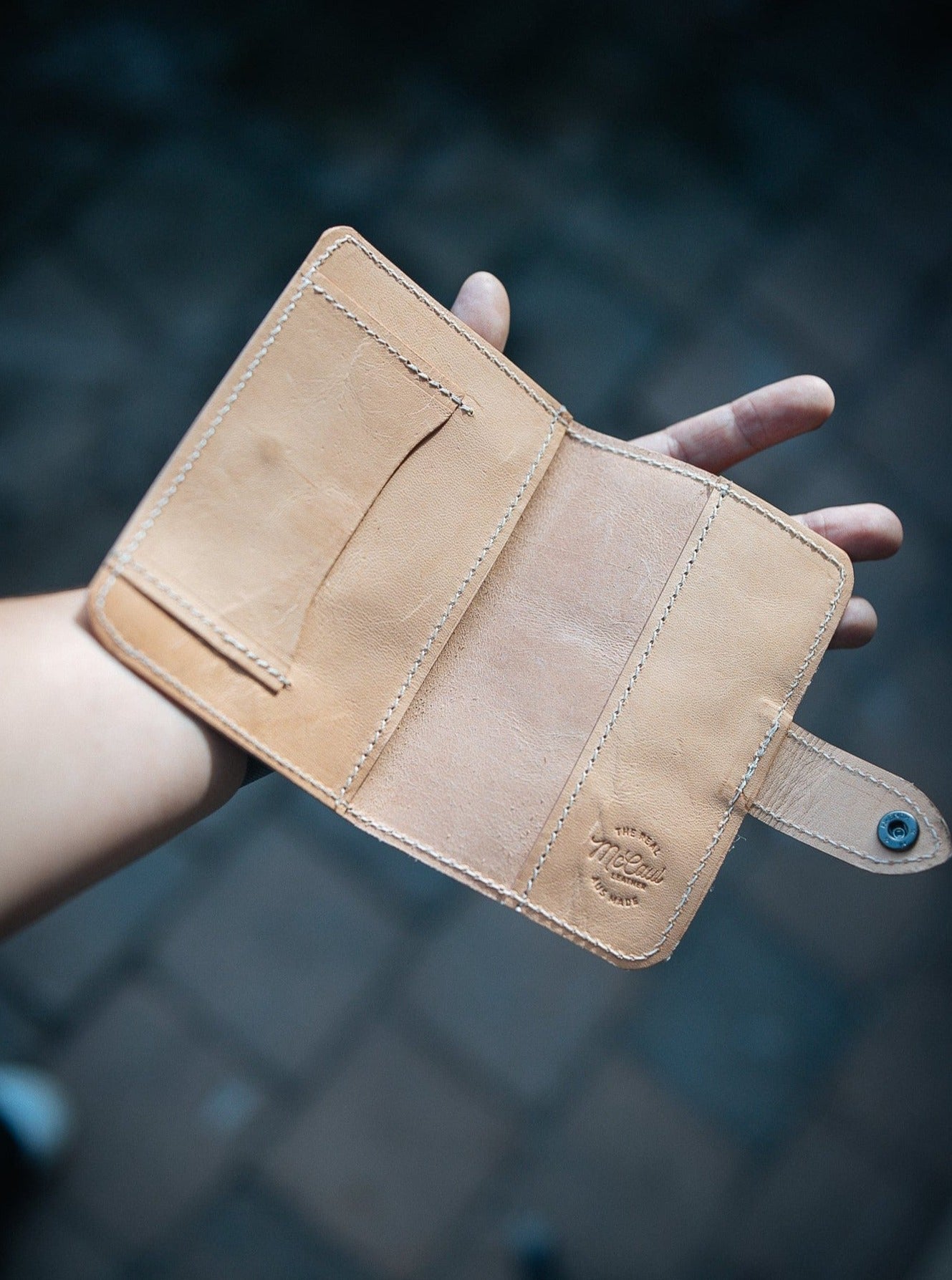 The Real McCaul Leathergoods Wallets Natural Passport Cover Wallet Australian Made Australian Owned Passport Holder Kangaroo Leather- Made in Australia