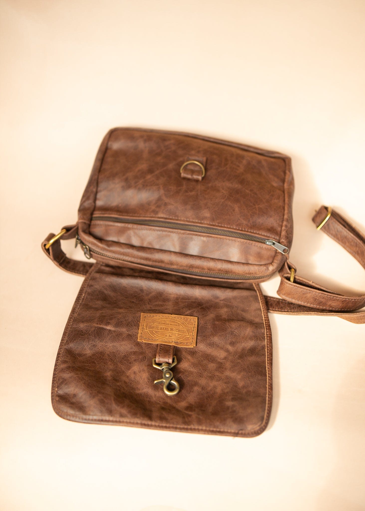 The Real McCaul Leathergoods Zeuss Satchel - Cowhide Australian Made Australian Owned Men's Leather Satchel Made In Australia- Laptop/iPad