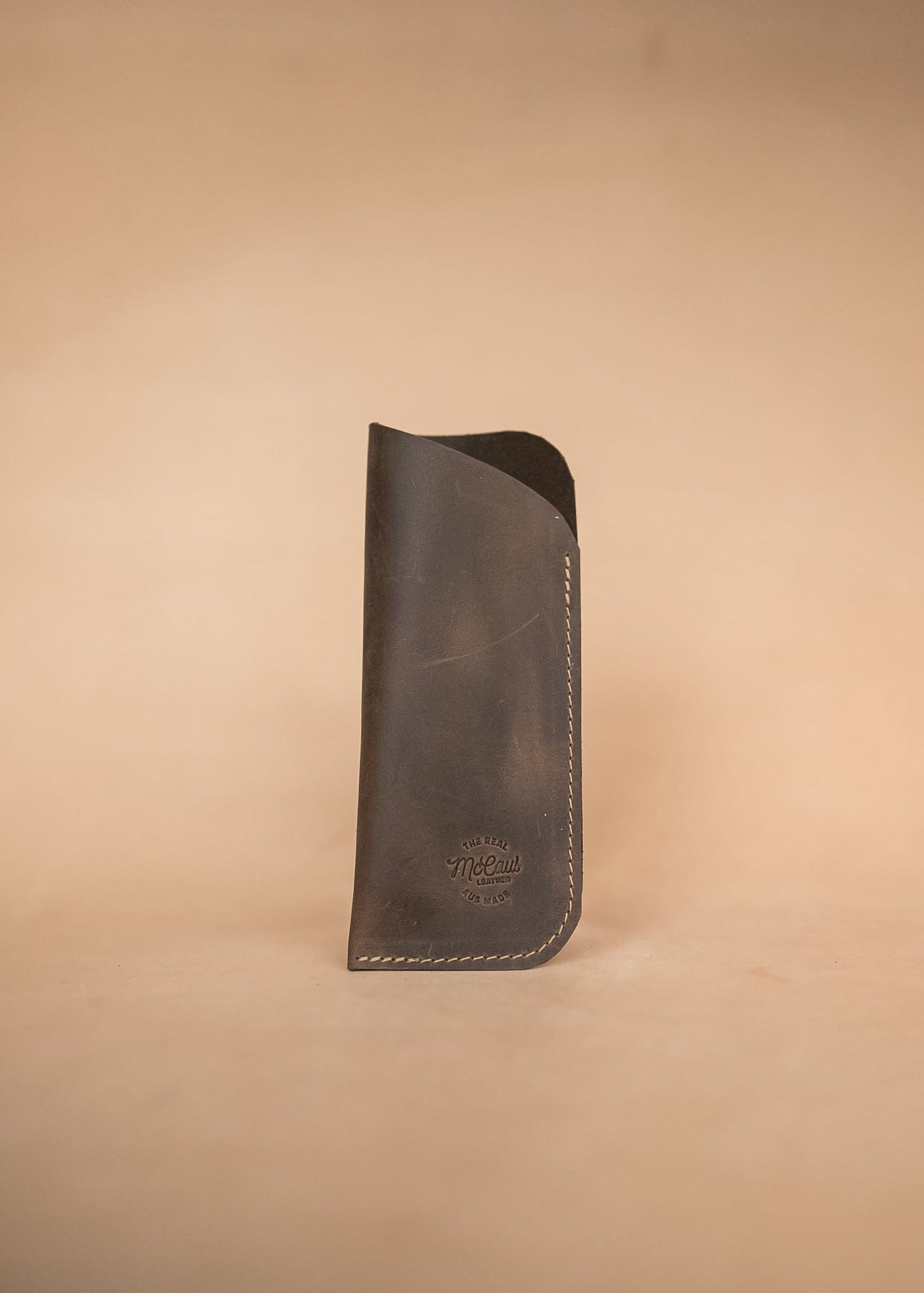 The Real McCaul Purses Dark Brown / Large Glasses Case Slip Australian Made Australian Owned Leather Glasses Case Slip Pouch Handmade in Australia