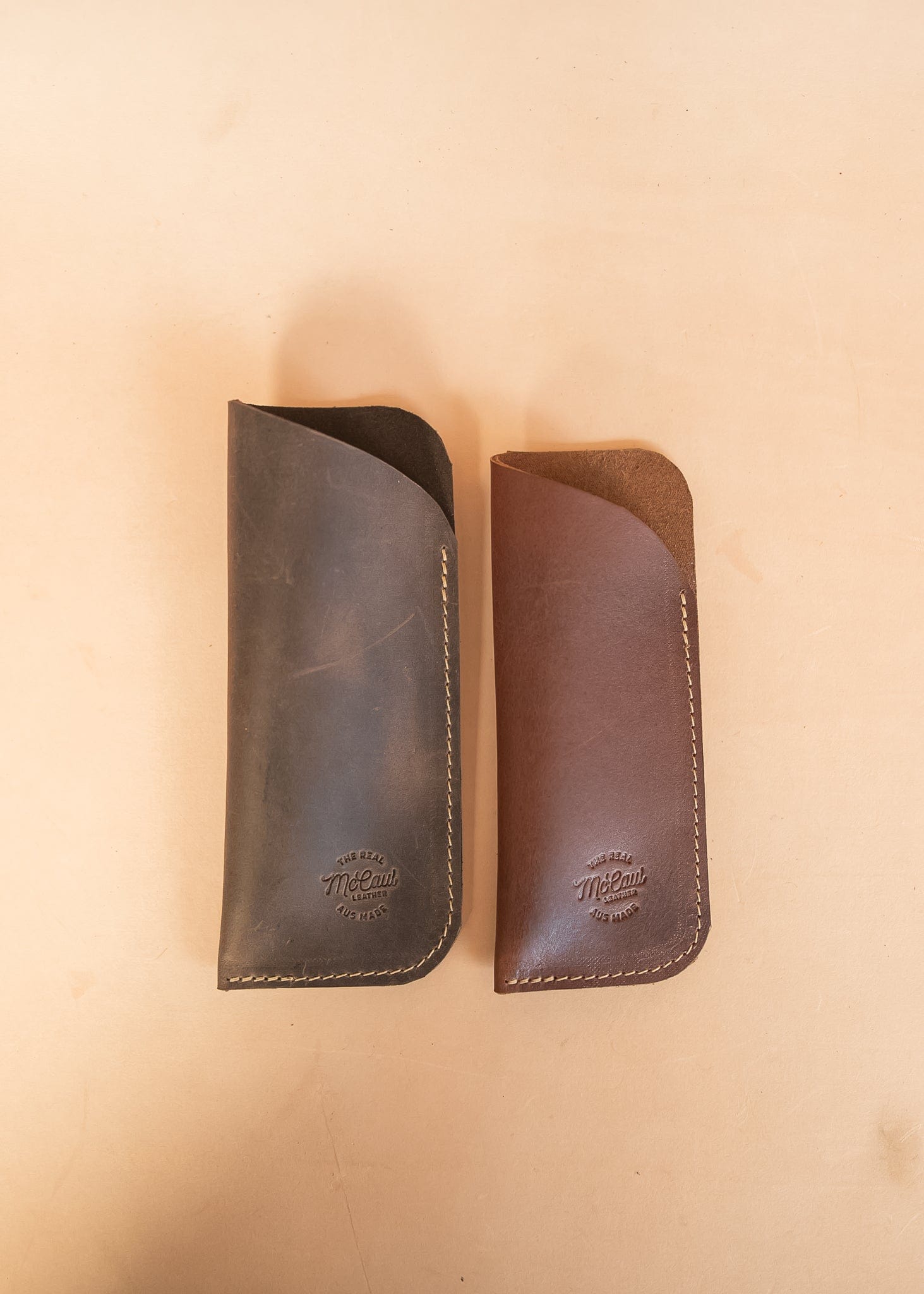 The Real McCaul Purses Glasses Case Slip Australian Made Australian Owned Leather Glasses Case Slip Pouch Handmade in Australia