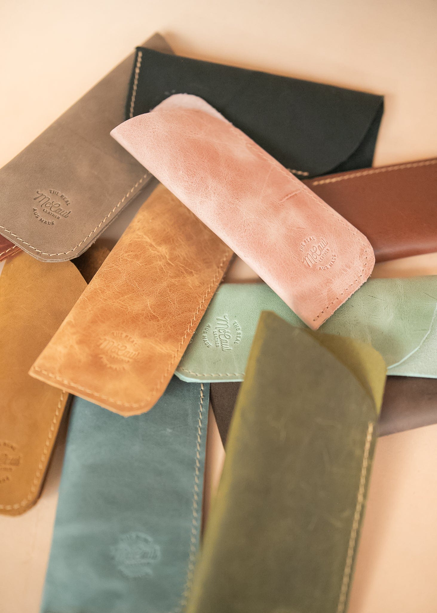 The Real McCaul Purses Glasses Case Slip Australian Made Australian Owned Leather Glasses Case Slip Pouch Handmade in Australia