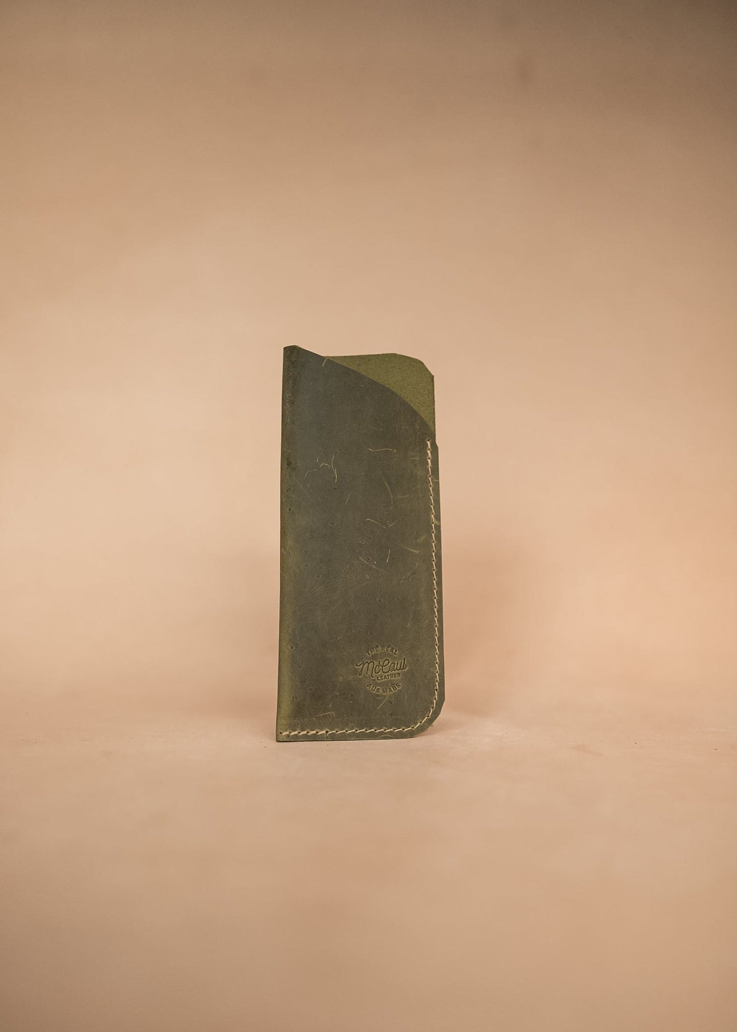 The Real McCaul Purses Olive / Large Glasses Case Slip Australian Made Australian Owned Leather Glasses Case Slip Pouch Handmade in Australia