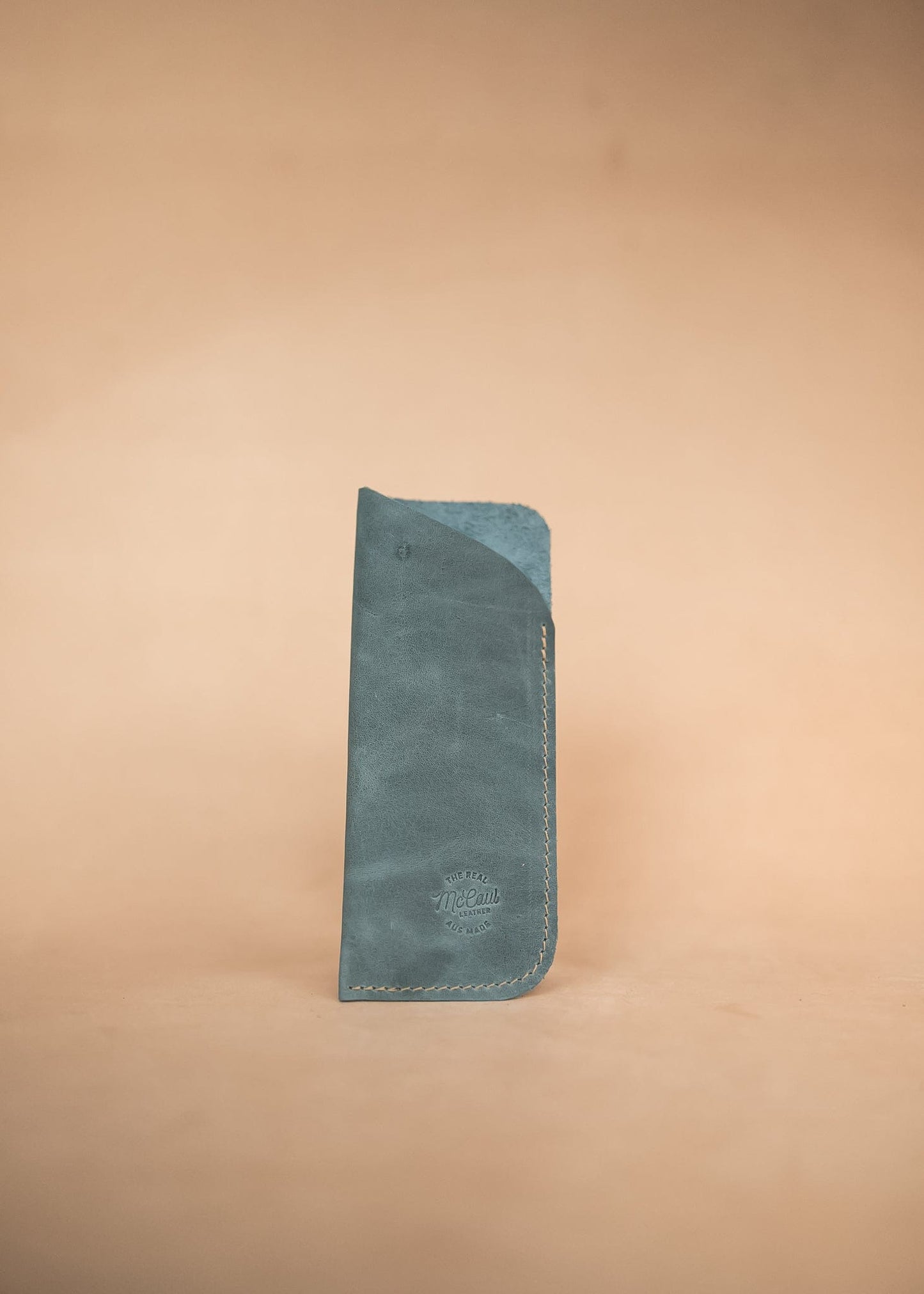 The Real McCaul Purses Steel Blue / Large Glasses Case Slip Australian Made Australian Owned Leather Glasses Case Slip Pouch Handmade in Australia