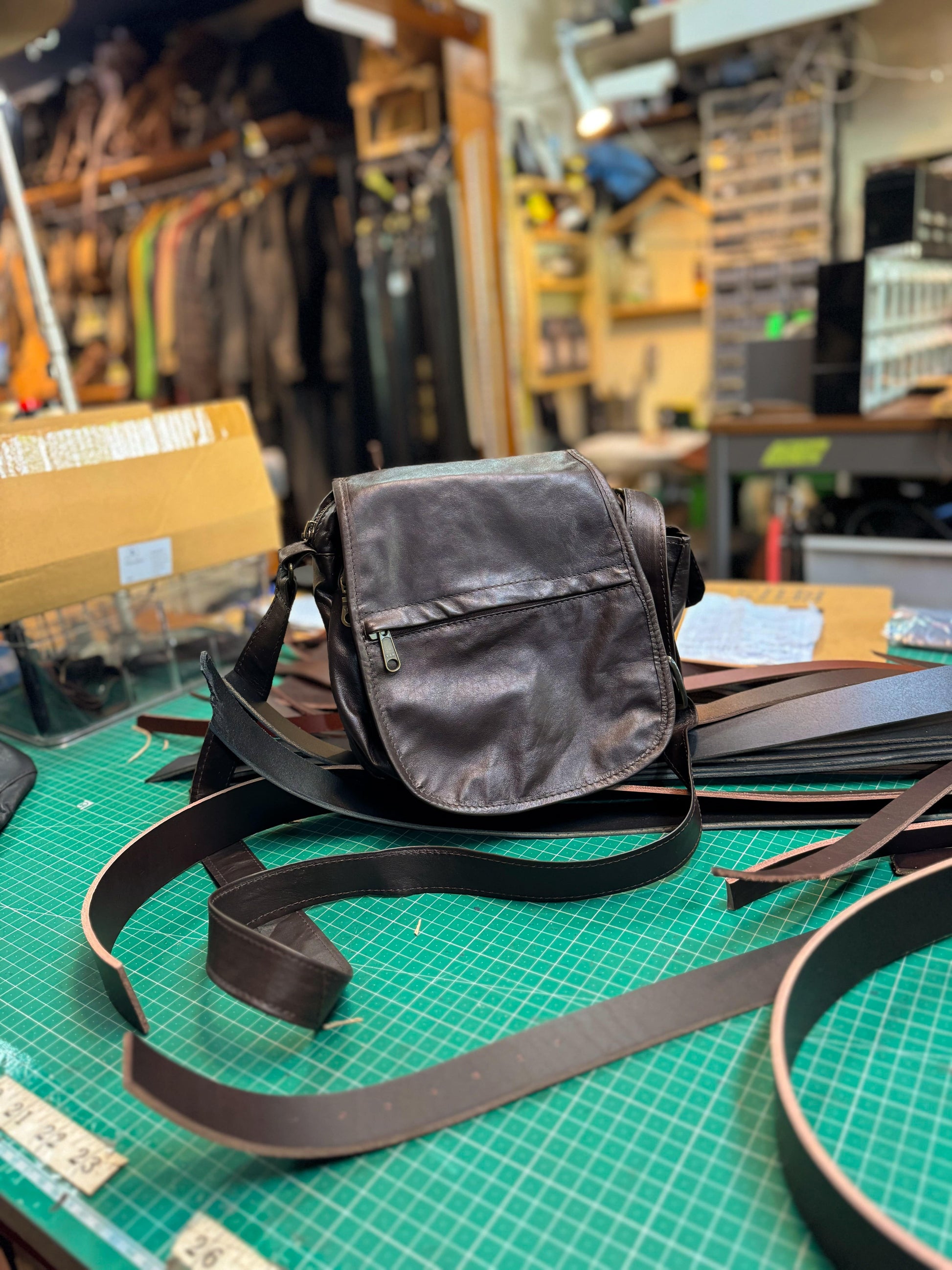 The Real McCaul Shoulder Bags Premium Kangaroo (Soft) / Dark Brown / Medium The Pat Manbag Australian Made Australian Owned Australian Made Leather Manbag in Kangaroo or Cowhide Leather