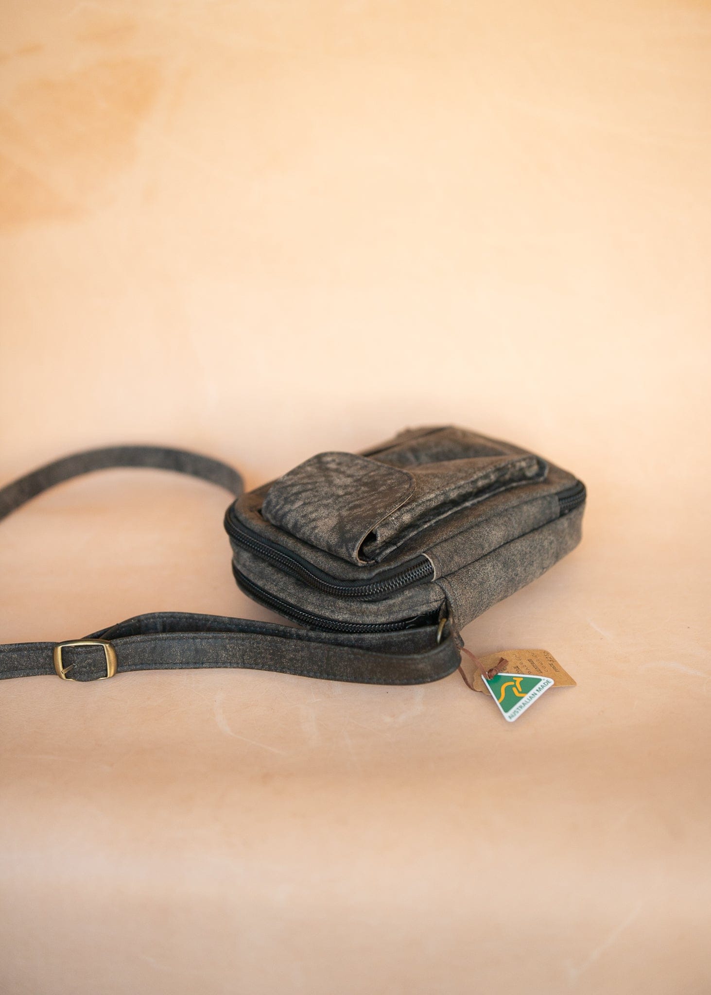 The Real McCaul Shoulder Bags The Darren Organiser Bag - Cowhide - Stonewash Australian Made Australian Owned Large Men's Organiser Man Bag Leather Made In Australia