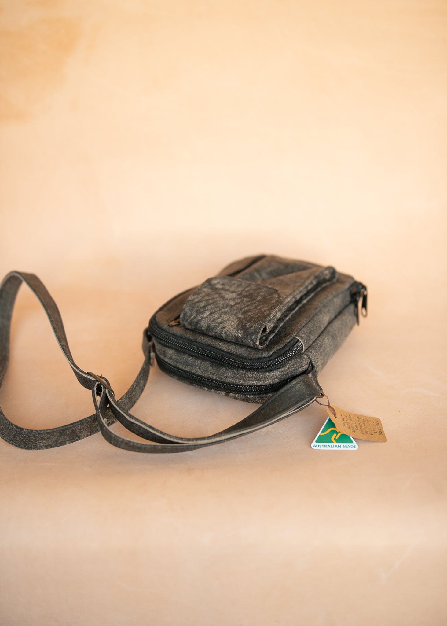 The Real McCaul Shoulder Bags The Darren Organiser Bag - Cowhide - Stonewash Australian Made Australian Owned Large Men's Organiser Man Bag Leather Made In Australia