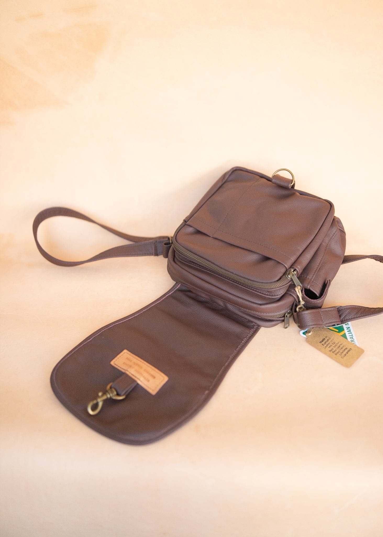 The Real McCaul Shoulder Bags The Pat Bag - Cowhide - Plum Australian Made Australian Owned Australian Made Leather Manbag in Kangaroo or Cowhide Leather