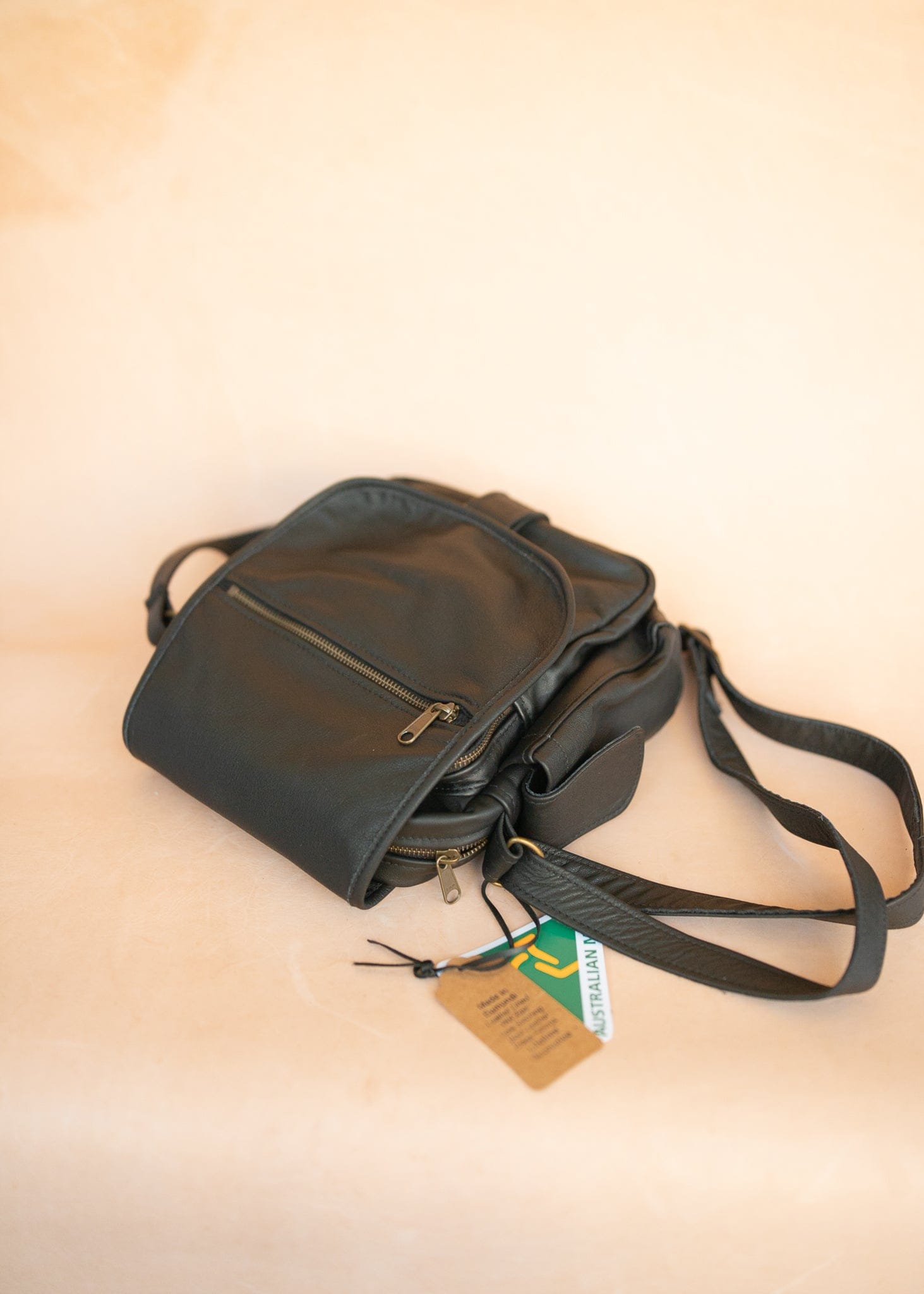 The Real McCaul Shoulder Bags The Pat Manbag - Cowhide - Black Australian Made Australian Owned Australian Made Leather Manbag in Kangaroo or Cowhide Leather