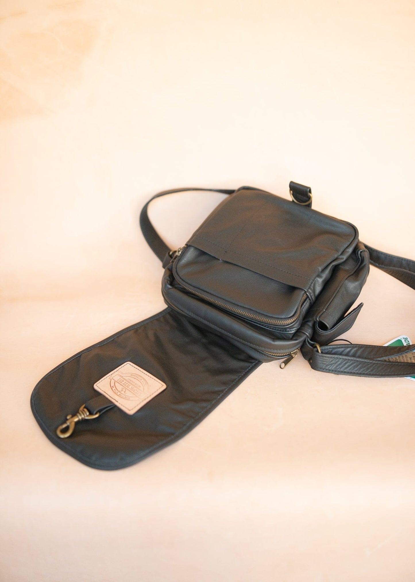 The Real McCaul Shoulder Bags The Pat Manbag - Cowhide - Black Australian Made Australian Owned Australian Made Leather Manbag in Kangaroo or Cowhide Leather