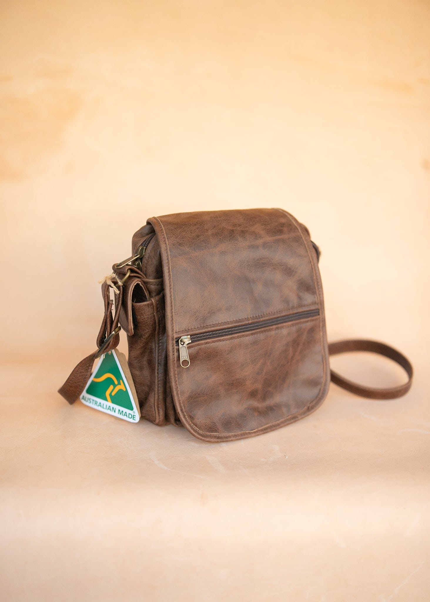 The Real McCaul Shoulder Bags The Pat Manbag - Cowhide - Premium Marble Brown Australian Made Australian Owned Australian Made Leather Manbag in Kangaroo or Cowhide Leather
