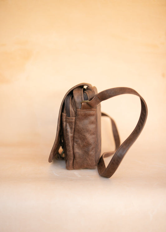 The Real McCaul Shoulder Bags The Pat Manbag - Cowhide - Premium Marble Brown Australian Made Australian Owned Australian Made Leather Manbag in Kangaroo or Cowhide Leather