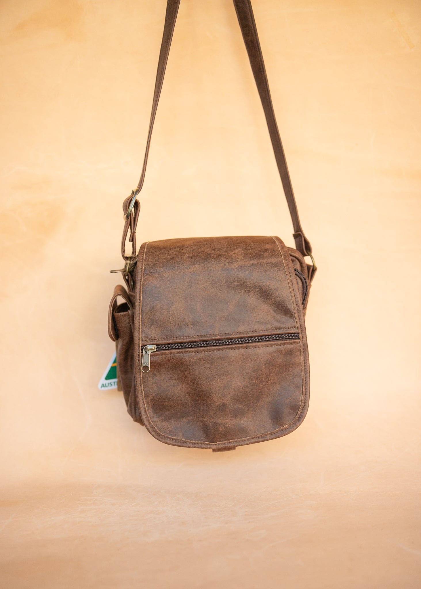 The Real McCaul Shoulder Bags The Pat Manbag - Cowhide - Premium Marble Brown Australian Made Australian Owned Australian Made Leather Manbag in Kangaroo or Cowhide Leather