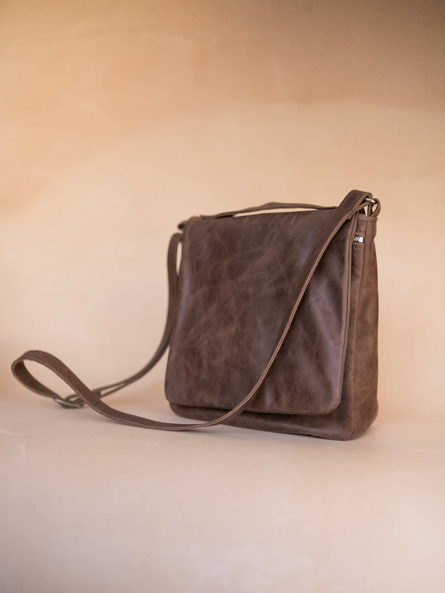 The Real McCaul Shoulder Bags Universal Satchel Bag - Medium Vertical - Cowhide - Marble Brown Australian Made Australian Owned Leather Satchel Bag- Australian Made in Kangaroo and Cowhide Leather