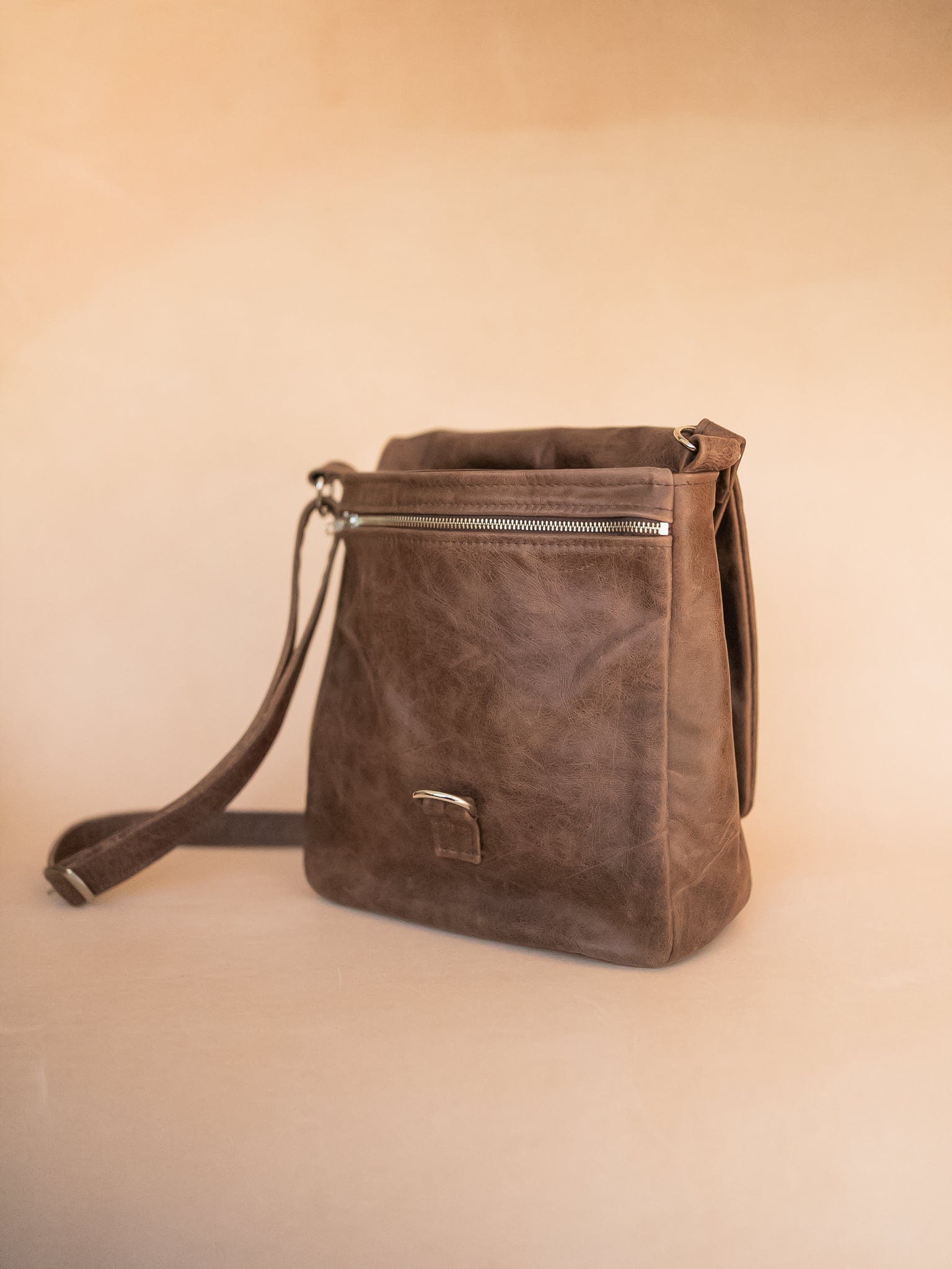 The Real McCaul Shoulder Bags Universal Satchel Bag - Medium Vertical - Cowhide - Marble Brown Australian Made Australian Owned Leather Satchel Bag- Australian Made in Kangaroo and Cowhide Leather