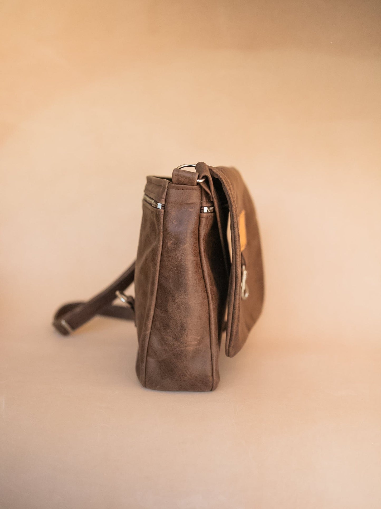 The Real McCaul Shoulder Bags Universal Satchel Bag - Medium Vertical - Cowhide - Marble Brown Australian Made Australian Owned Leather Satchel Bag- Australian Made in Kangaroo and Cowhide Leather