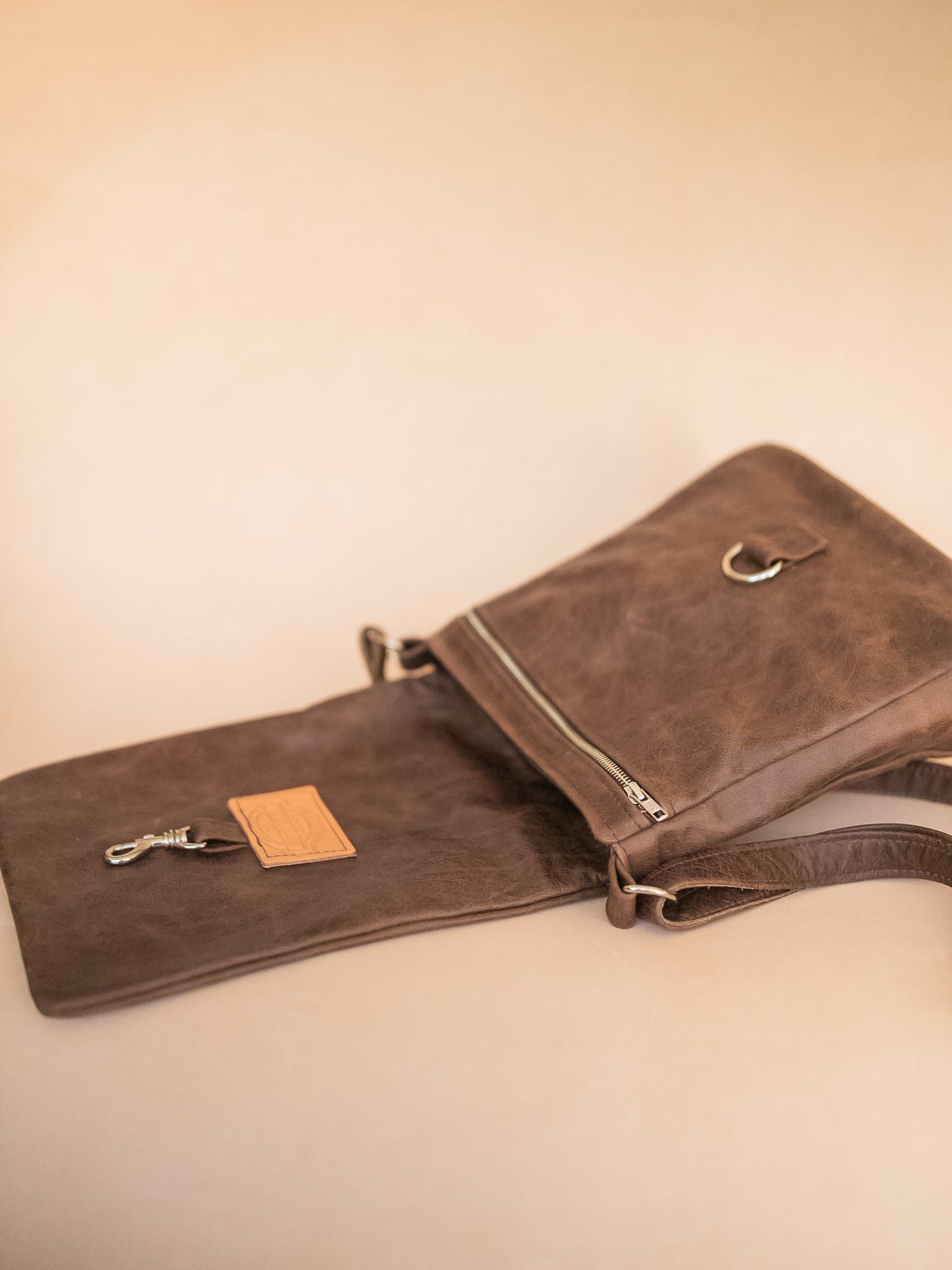 The Real McCaul Shoulder Bags Universal Satchel Bag - Medium Vertical - Cowhide - Marble Brown Australian Made Australian Owned Leather Satchel Bag- Australian Made in Kangaroo and Cowhide Leather