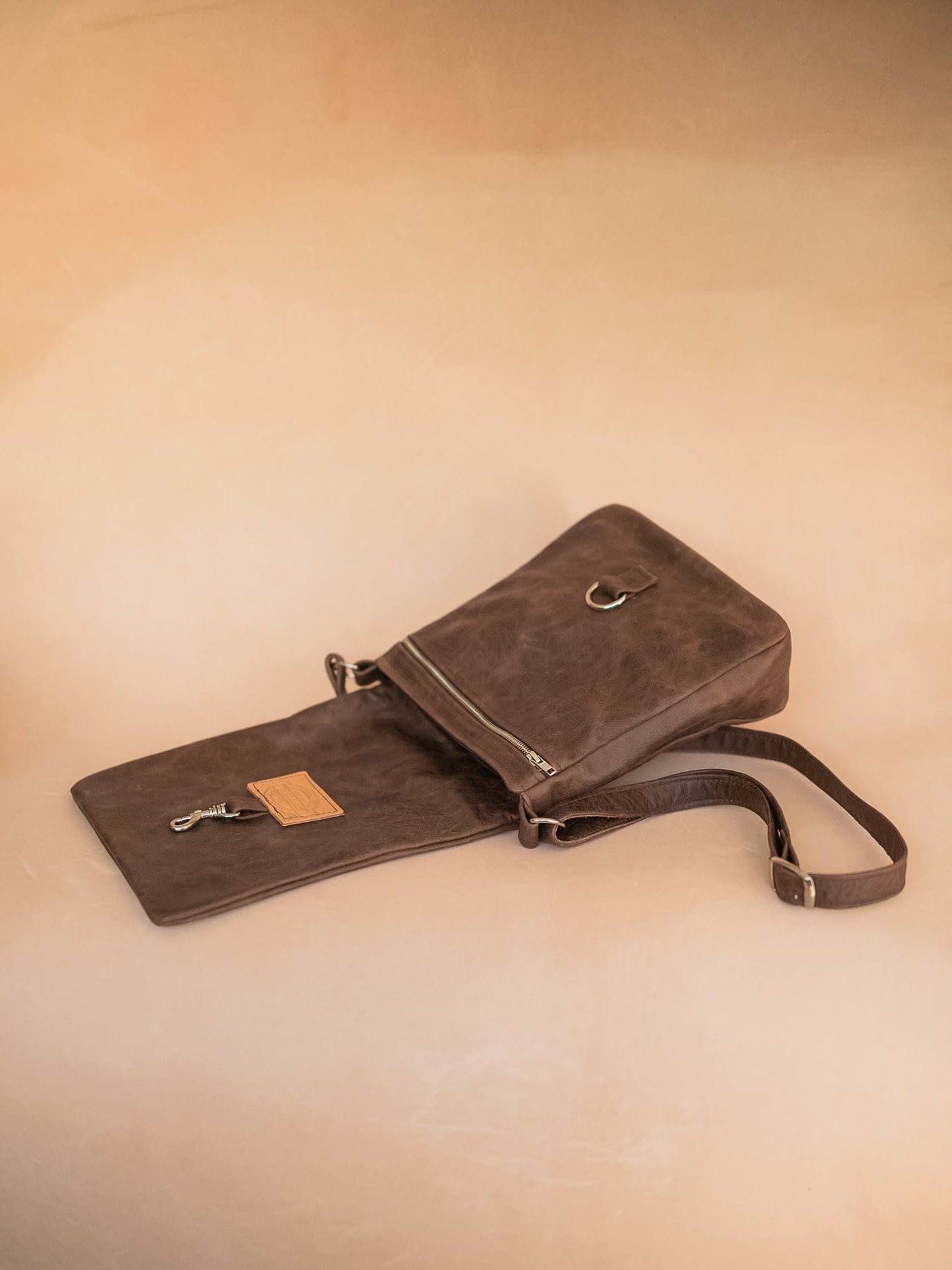 The Real McCaul Shoulder Bags Universal Satchel Bag - Medium Vertical - Cowhide - Marble Brown Australian Made Australian Owned Leather Satchel Bag- Australian Made in Kangaroo and Cowhide Leather