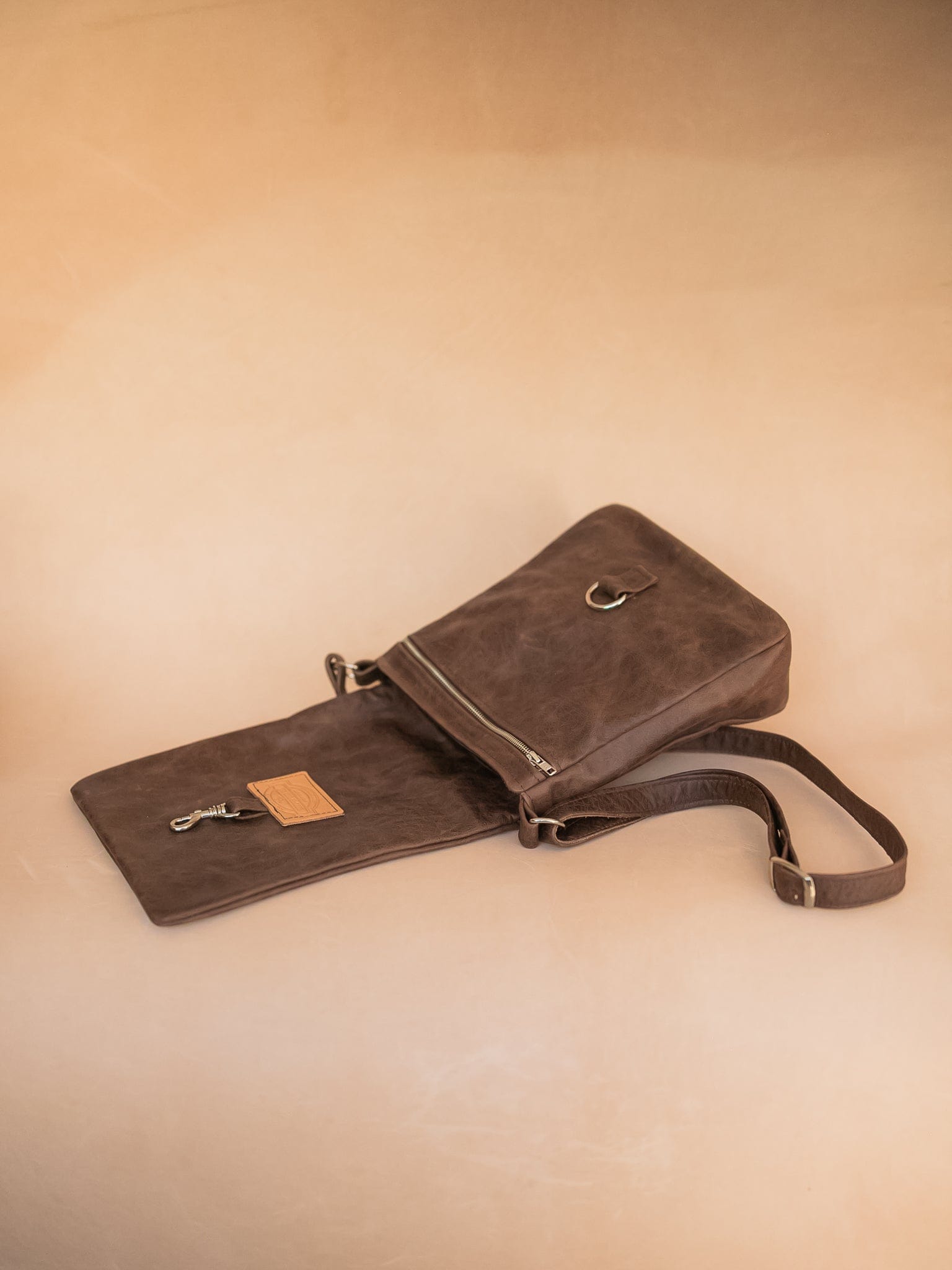 The Real McCaul Shoulder Bags Universal Satchel Bag - Medium Vertical - Cowhide - Marble Brown Australian Made Australian Owned Leather Satchel Bag- Australian Made in Kangaroo and Cowhide Leather