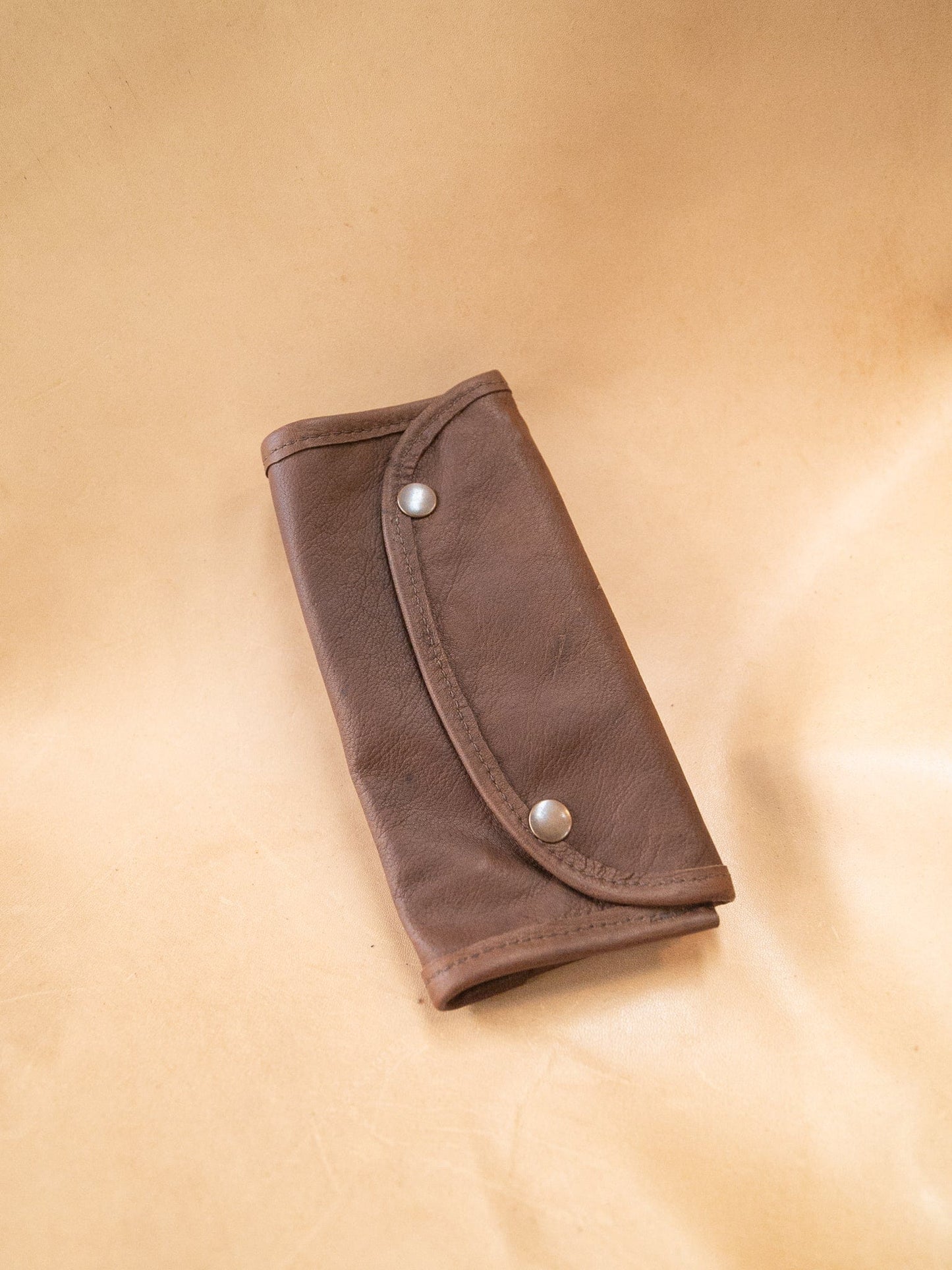 The Real McCaul Tobacco Pouches Dark Brown / Standard Tri Fold Tobacco Pouch - Kangaroo Australian Made Australian Owned Leather Tobacco Pouch Australian Made Kangaroo & Cowhide Leather