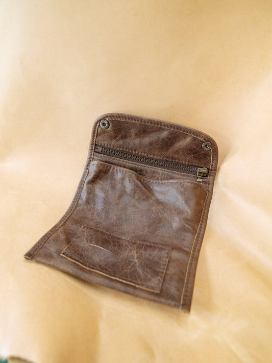 The Real McCaul Tobacco Pouches Marble Brown Tri Fold Tobacco Pouch - Cowhide Australian Made Australian Owned Leather Tobacco Pouch Australian Made Kangaroo & Cowhide Leather