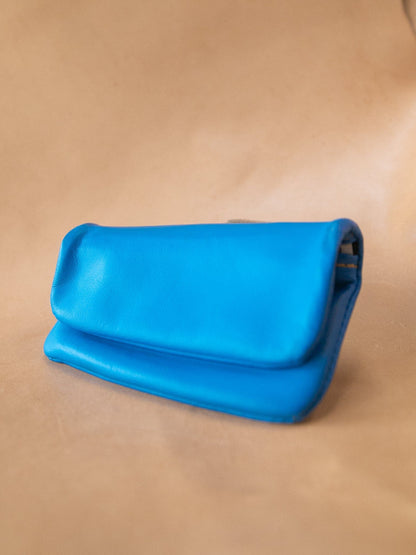 The Real McCaul Tobacco Pouches Sky Blue Tobacco Pouch - Fluro - Kangaroo Australian Made Australian Owned Leather Tobacco Pouch Australian Made Kangaroo & Cowhide Leather