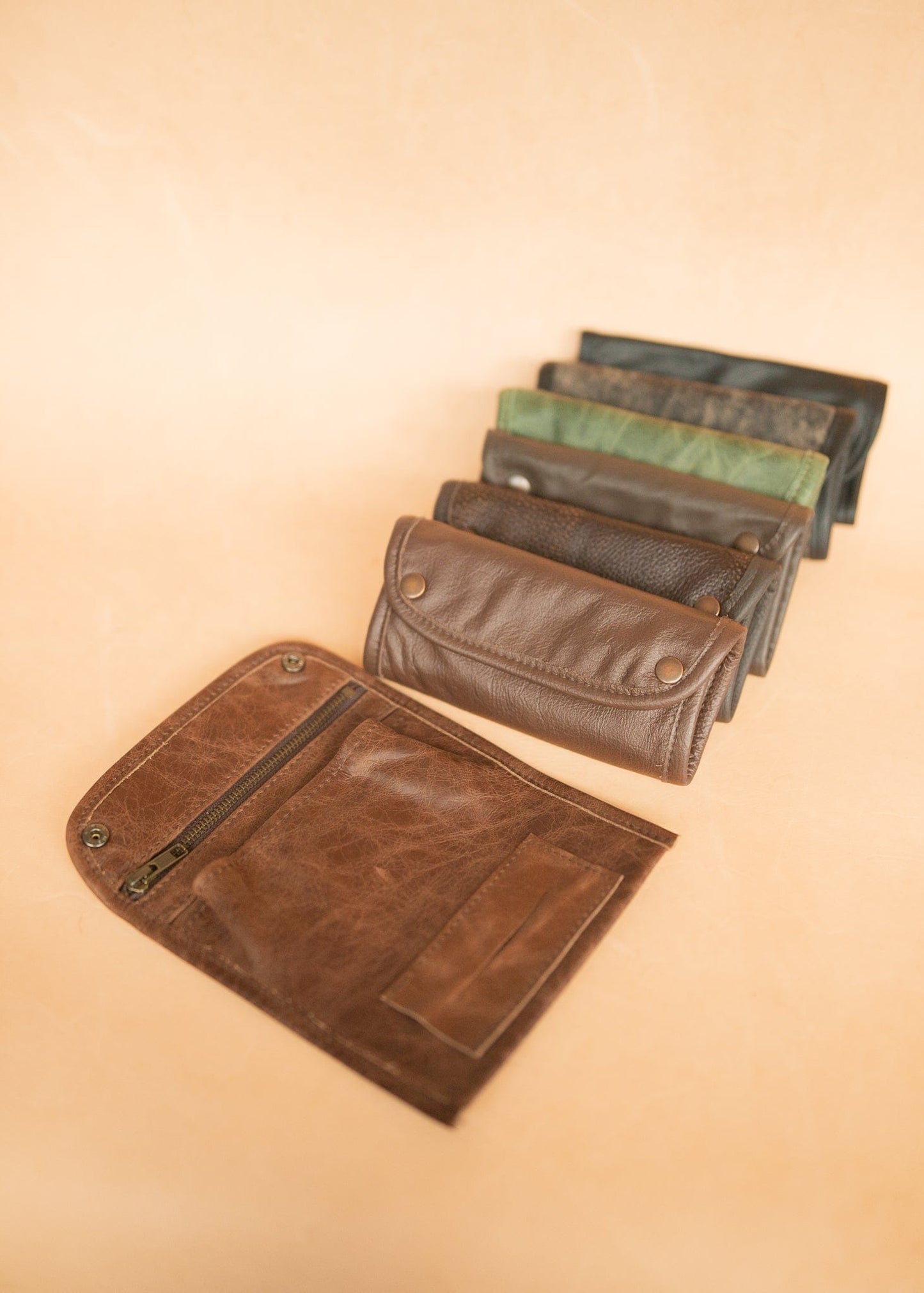 The Real McCaul Tobacco Pouches Tri Fold Tobacco Pouch - Cowhide Australian Made Australian Owned Leather Tobacco Pouch Australian Made Kangaroo & Cowhide Leather